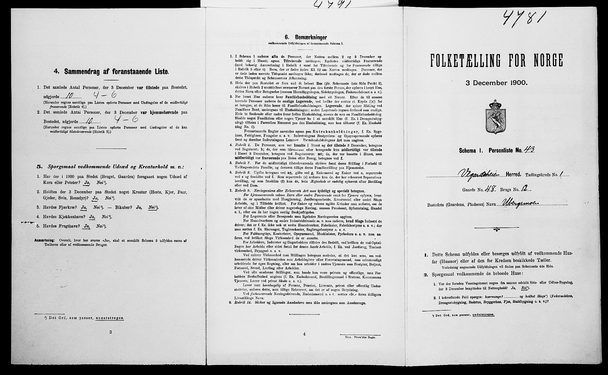 SAK, Folketelling 1900 for 0912 Vegårshei herred, 1900, s. 164