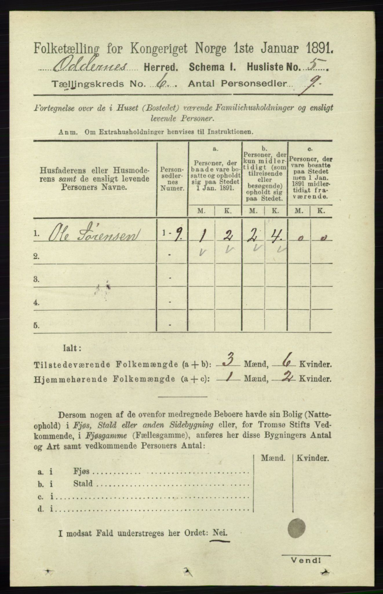 RA, Folketelling 1891 for 1012 Oddernes herred, 1891, s. 2154