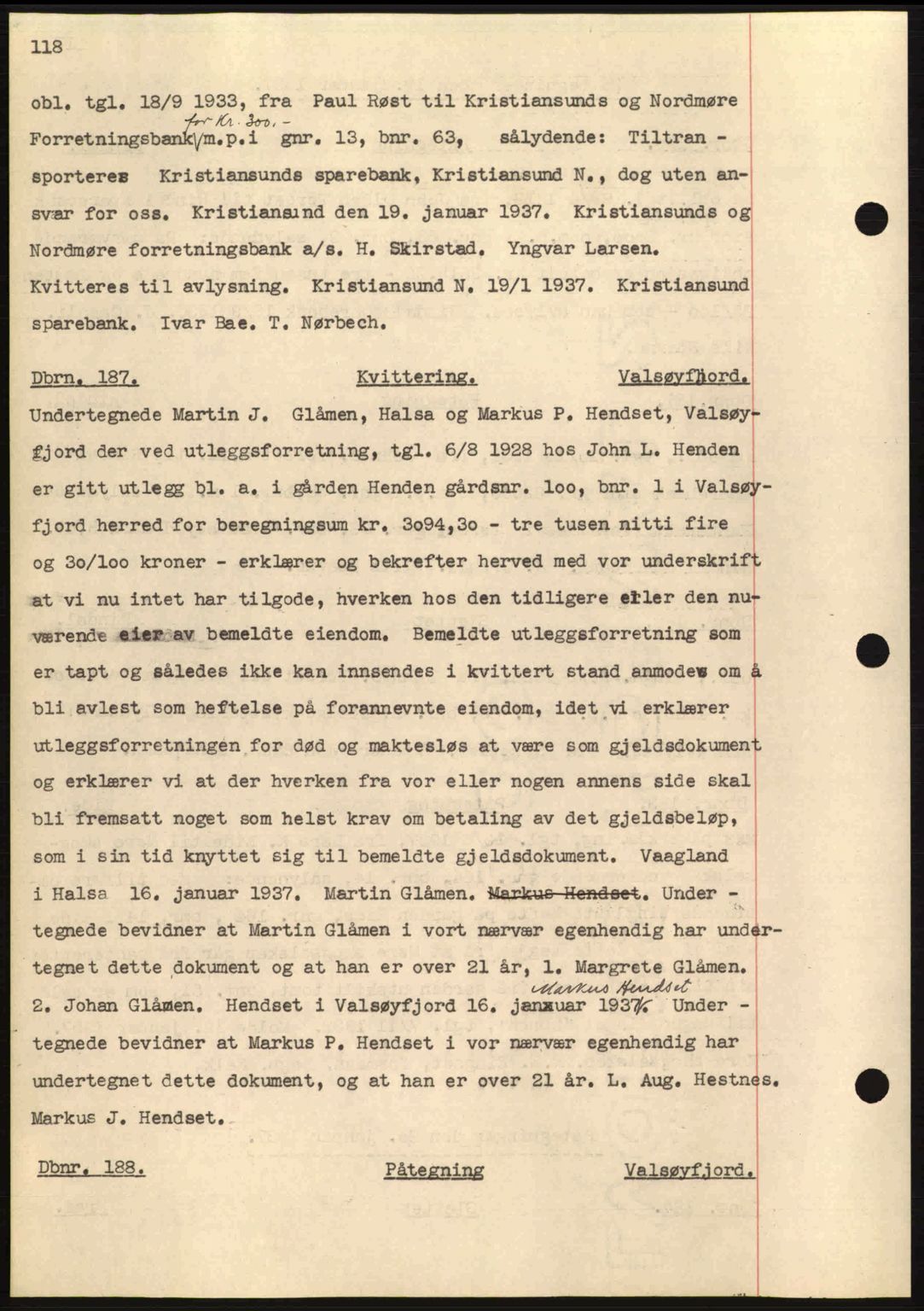 Nordmøre sorenskriveri, SAT/A-4132/1/2/2Ca: Pantebok nr. C80, 1936-1939, Dagboknr: 187/1937