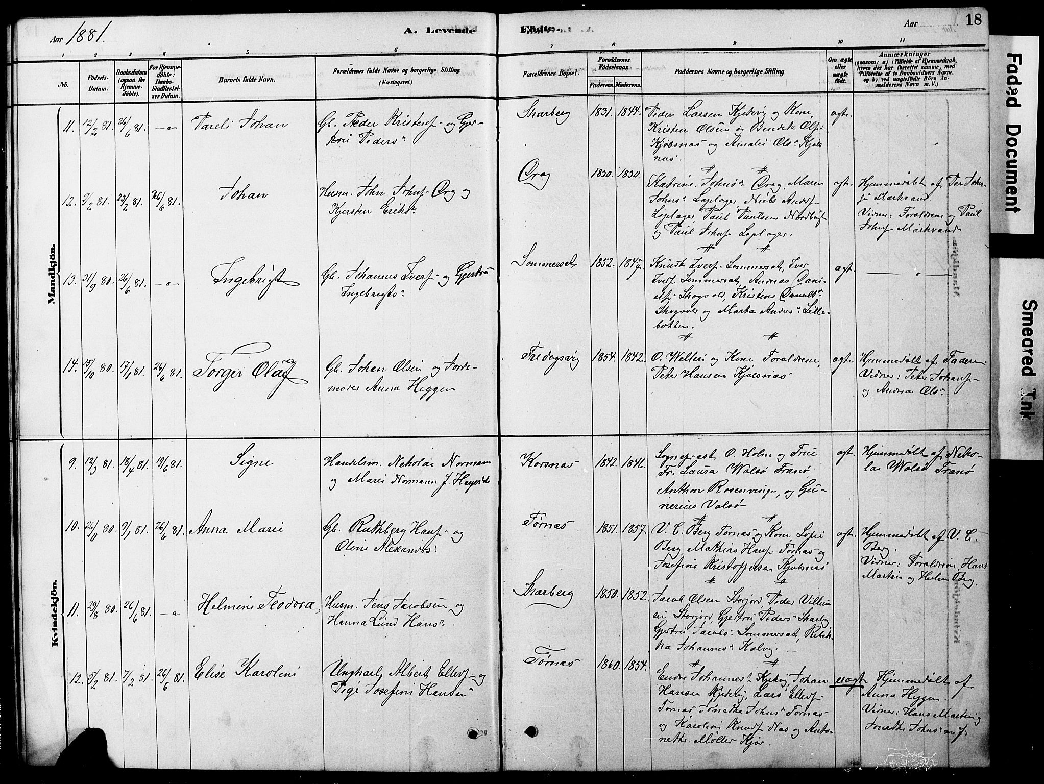 Ministerialprotokoller, klokkerbøker og fødselsregistre - Nordland, AV/SAT-A-1459/861/L0875: Klokkerbok nr. 861C01, 1879-1887, s. 18