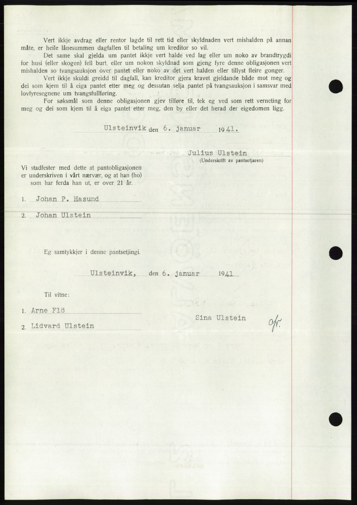 Søre Sunnmøre sorenskriveri, AV/SAT-A-4122/1/2/2C/L0070: Pantebok nr. 64, 1940-1941, Dagboknr: 26/1941