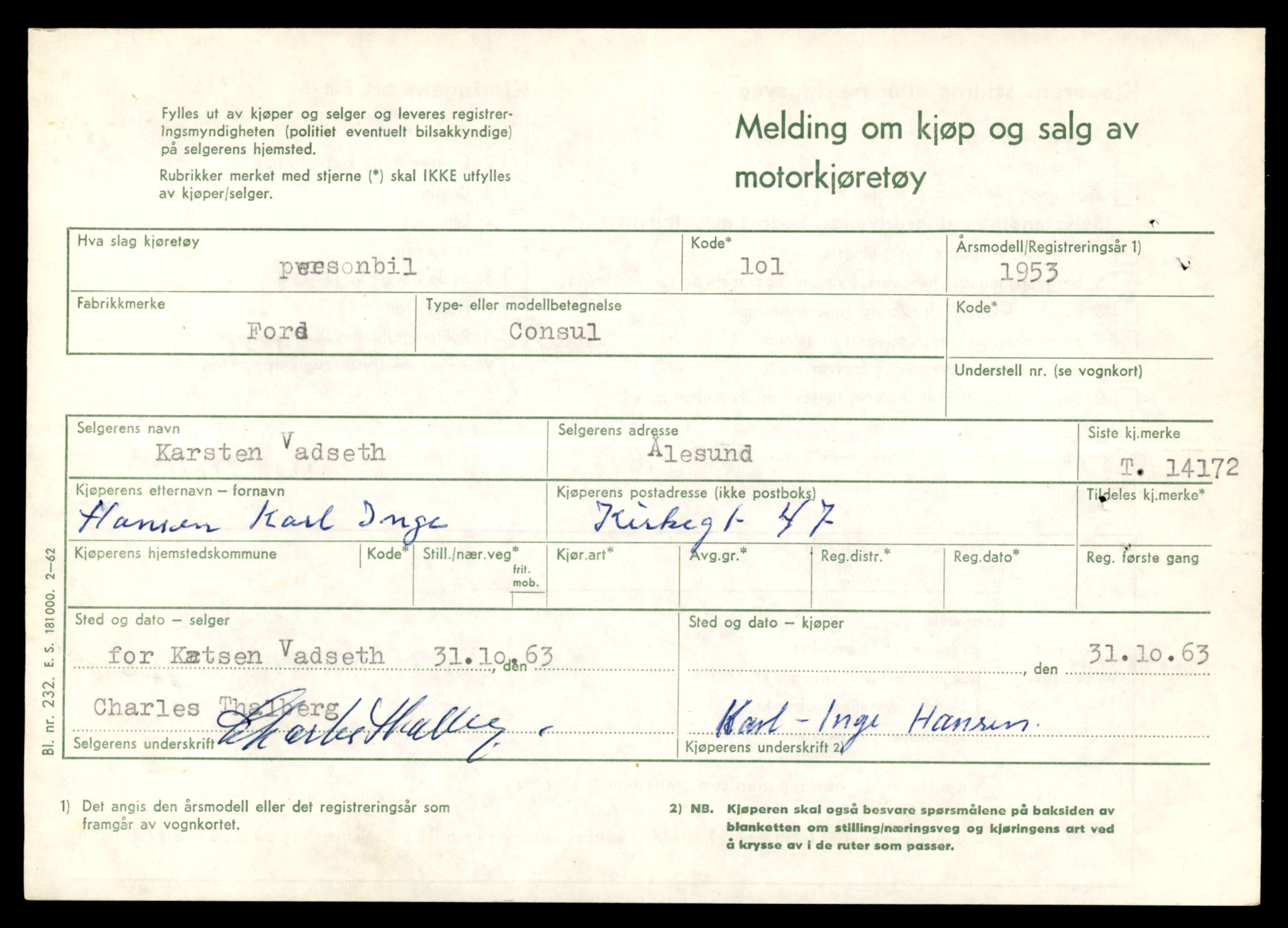 Møre og Romsdal vegkontor - Ålesund trafikkstasjon, AV/SAT-A-4099/F/Fe/L0043: Registreringskort for kjøretøy T 14080 - T 14204, 1927-1998, s. 2453