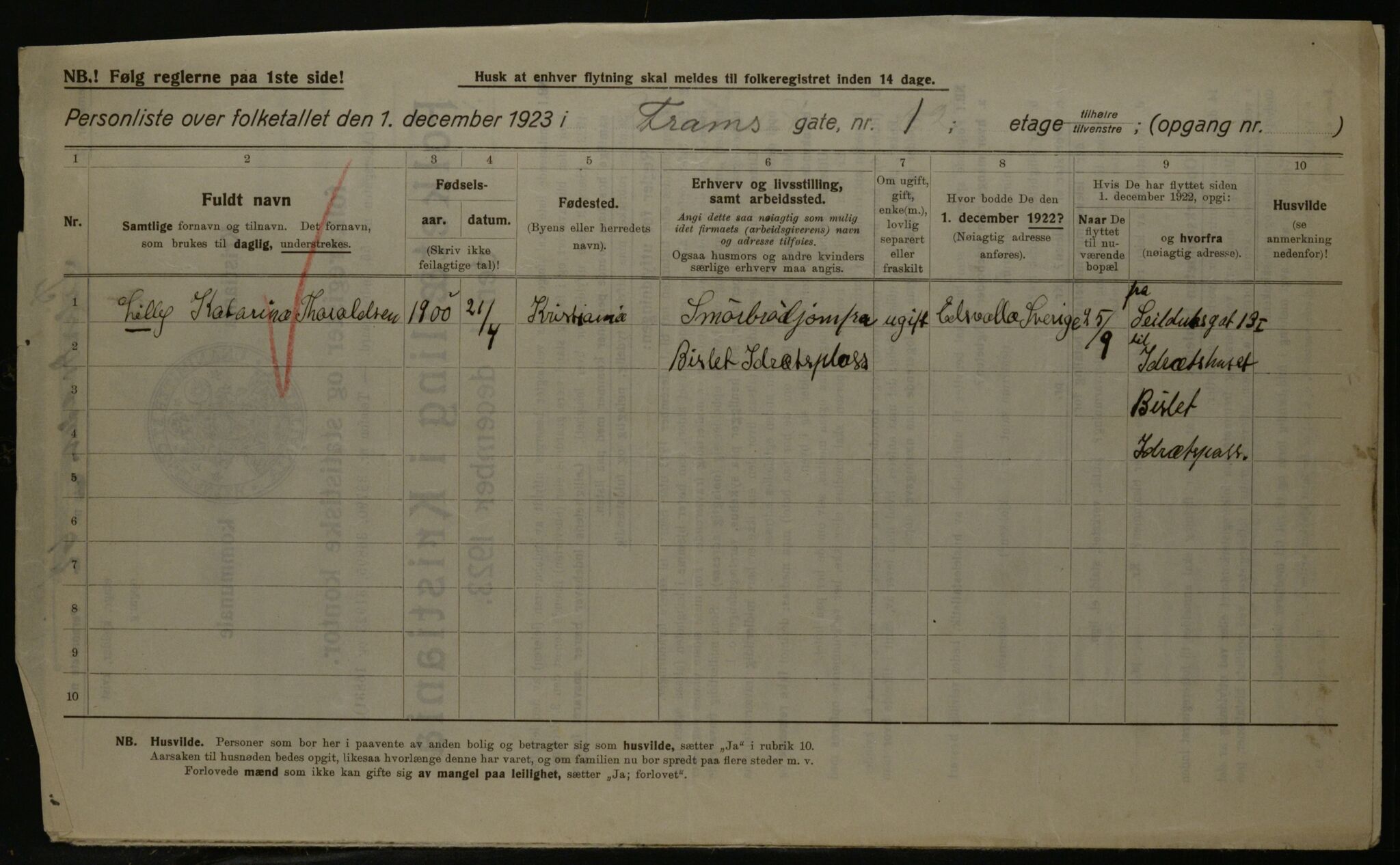 OBA, Kommunal folketelling 1.12.1923 for Kristiania, 1923, s. 28498