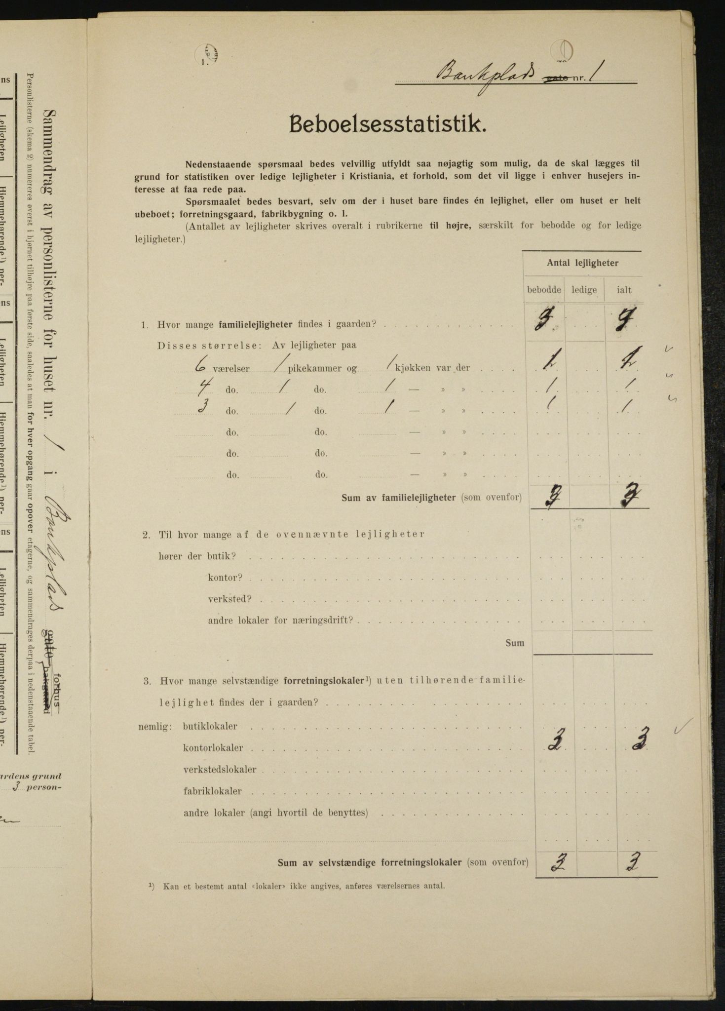 OBA, Kommunal folketelling 1.2.1909 for Kristiania kjøpstad, 1909, s. 3086