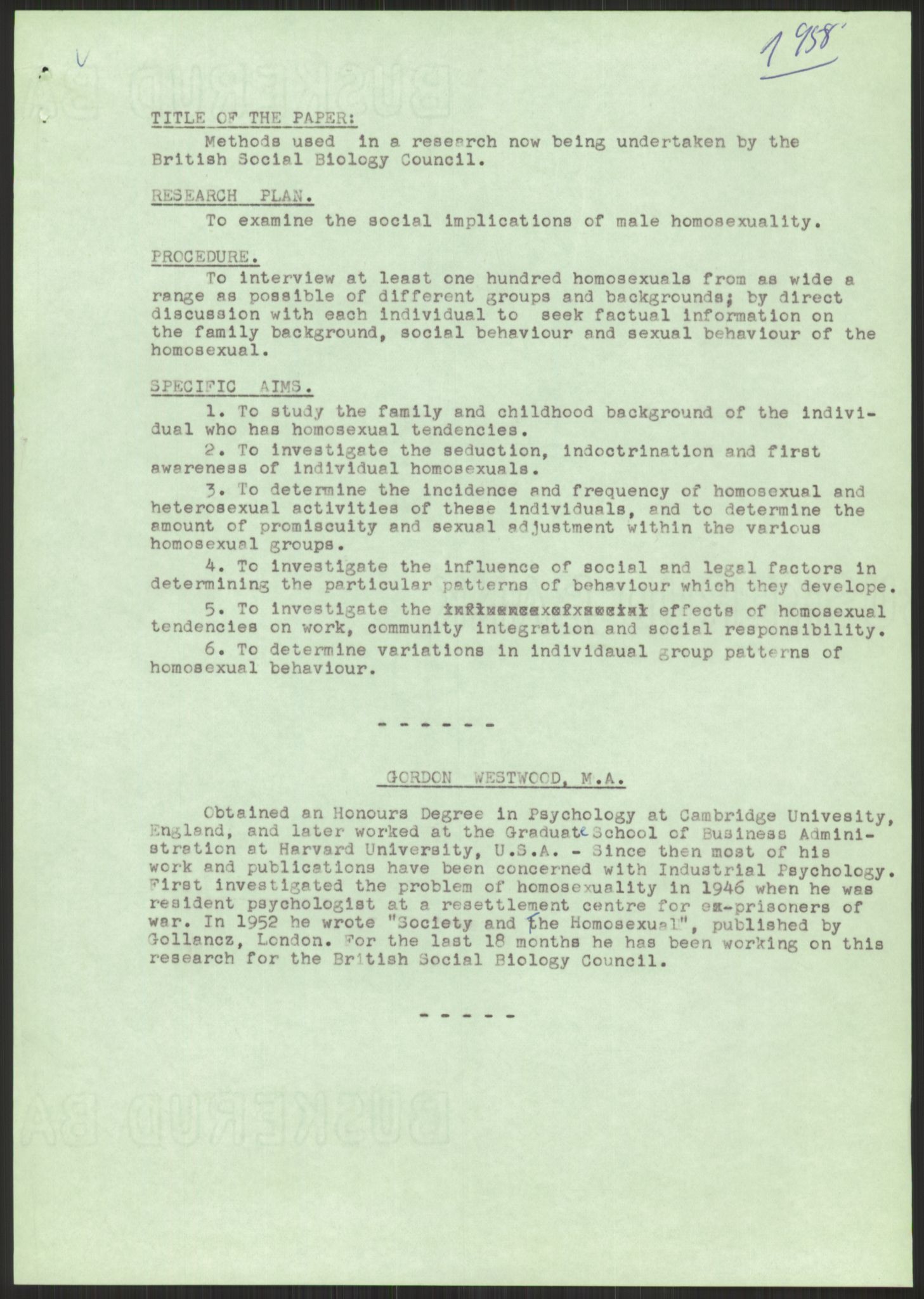 Det Norske Forbundet av 1948/Landsforeningen for Lesbisk og Homofil Frigjøring, AV/RA-PA-1216/F/Fb/L0001: ICSE, 1951-1959, s. 421