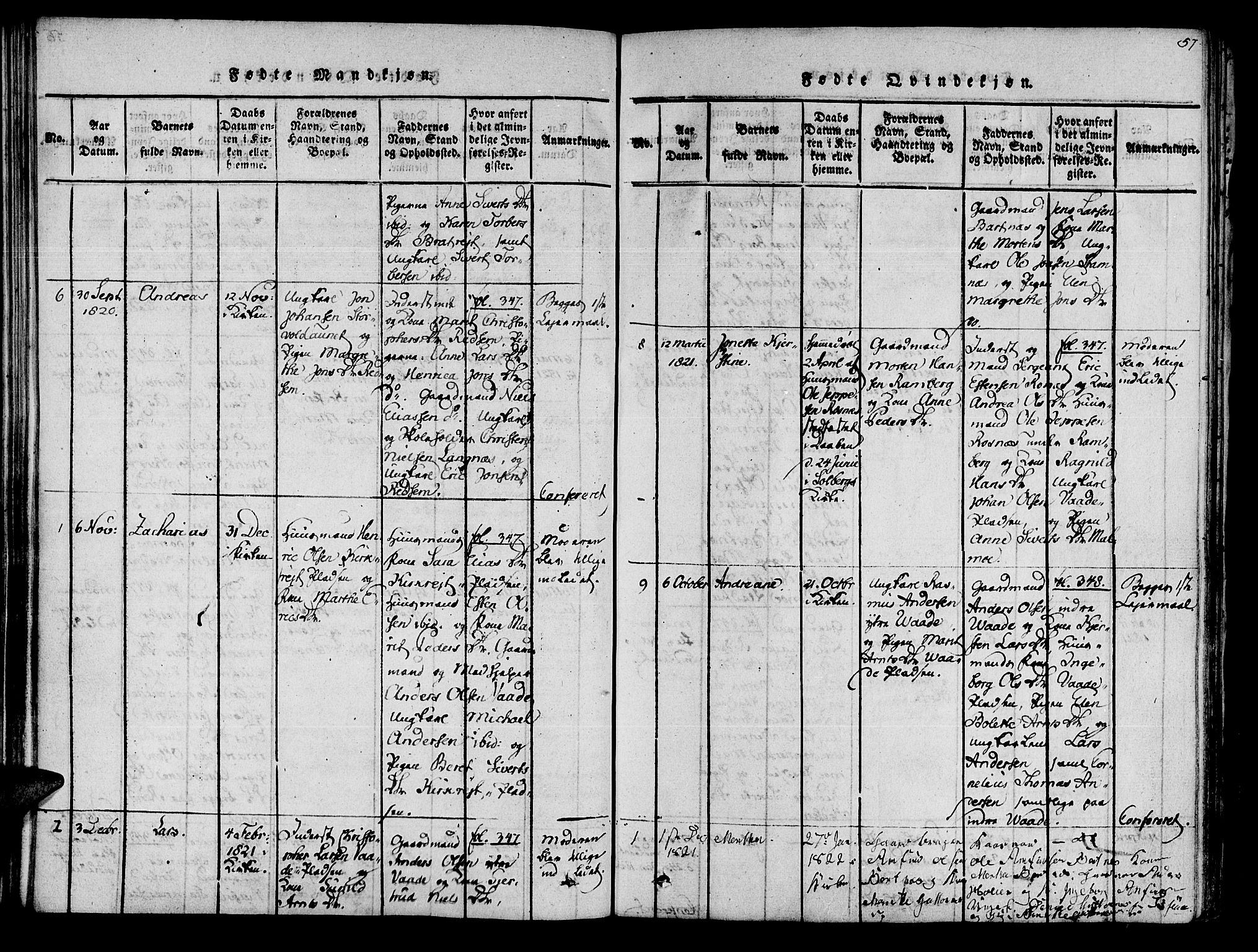 Ministerialprotokoller, klokkerbøker og fødselsregistre - Nord-Trøndelag, SAT/A-1458/741/L0387: Ministerialbok nr. 741A03 /2, 1817-1822, s. 57