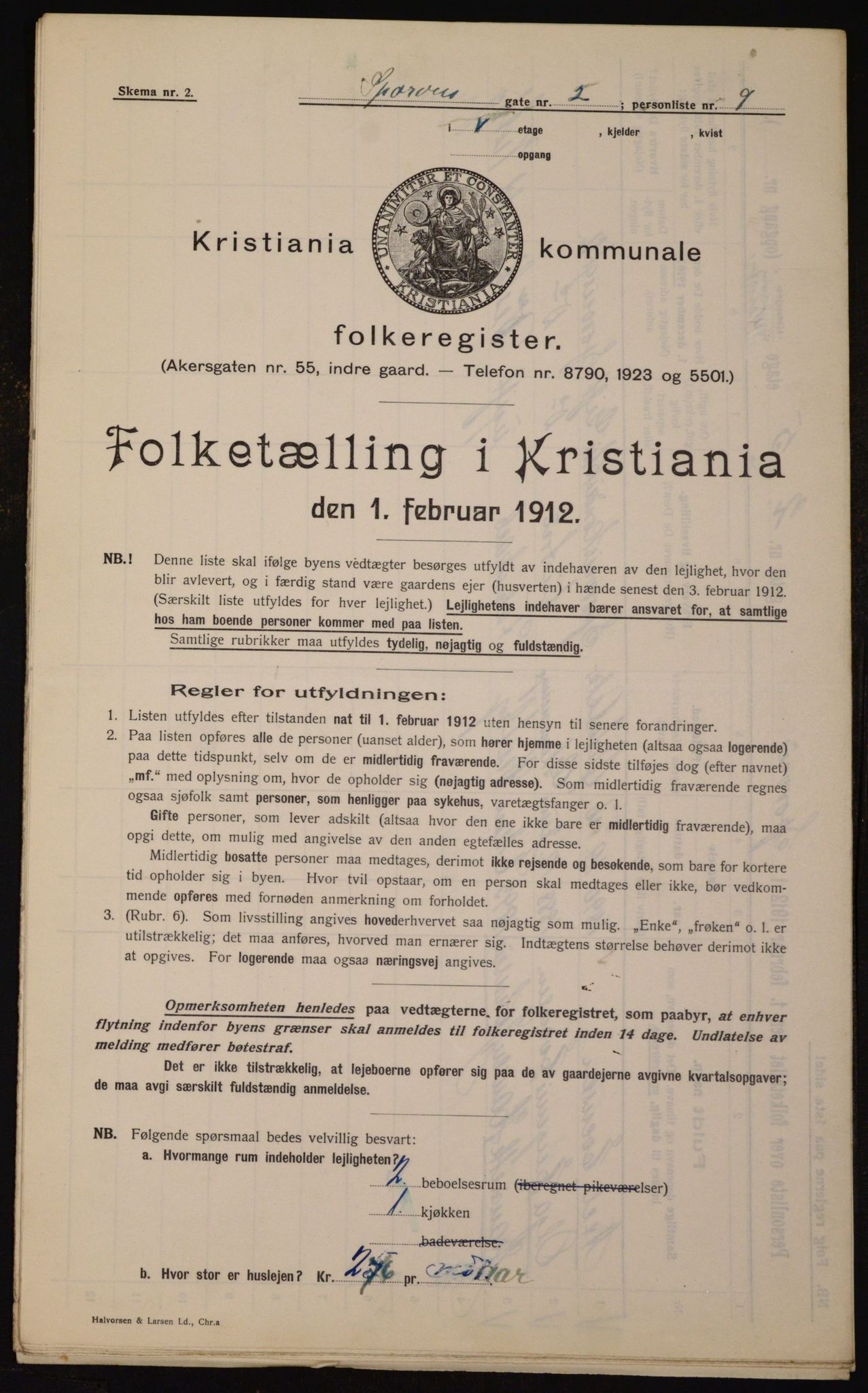 OBA, Kommunal folketelling 1.2.1912 for Kristiania, 1912, s. 100684