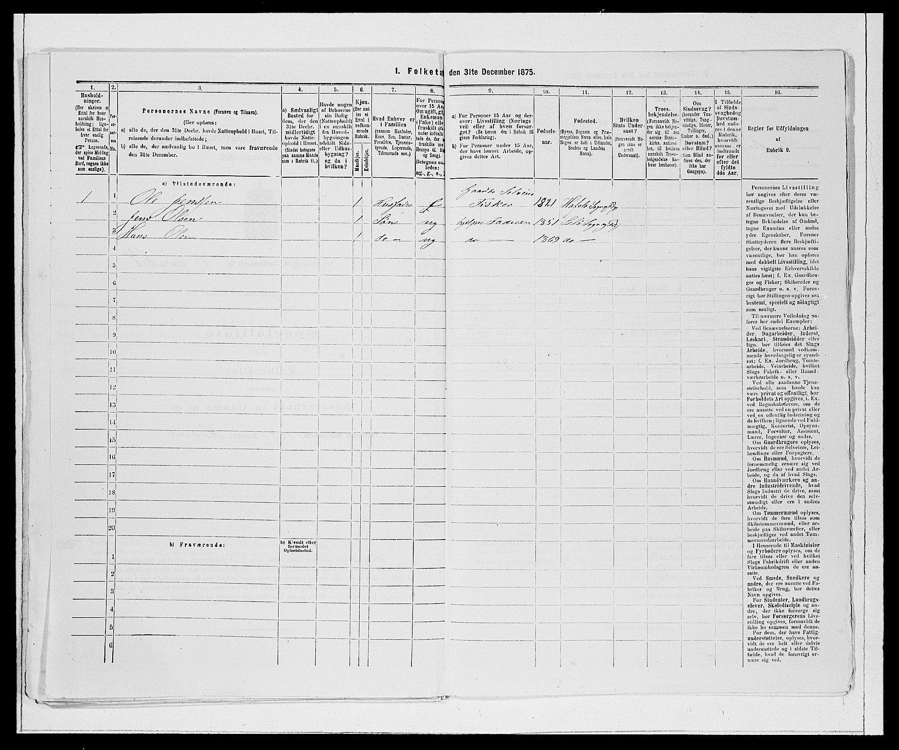 SAB, Folketelling 1875 for 1441P Selje prestegjeld, 1875, s. 927