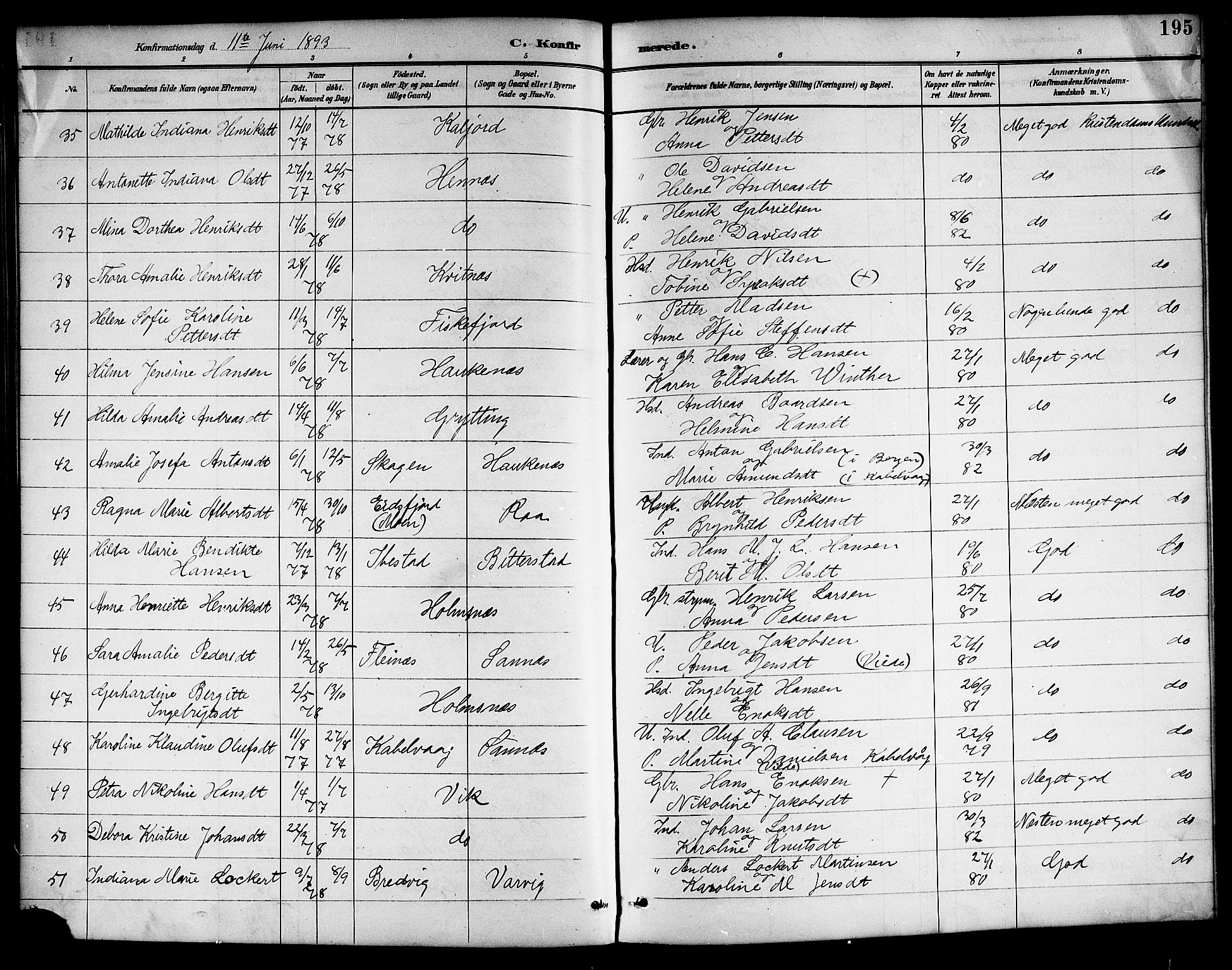 Ministerialprotokoller, klokkerbøker og fødselsregistre - Nordland, AV/SAT-A-1459/888/L1268: Klokkerbok nr. 888C06, 1891-1908, s. 195