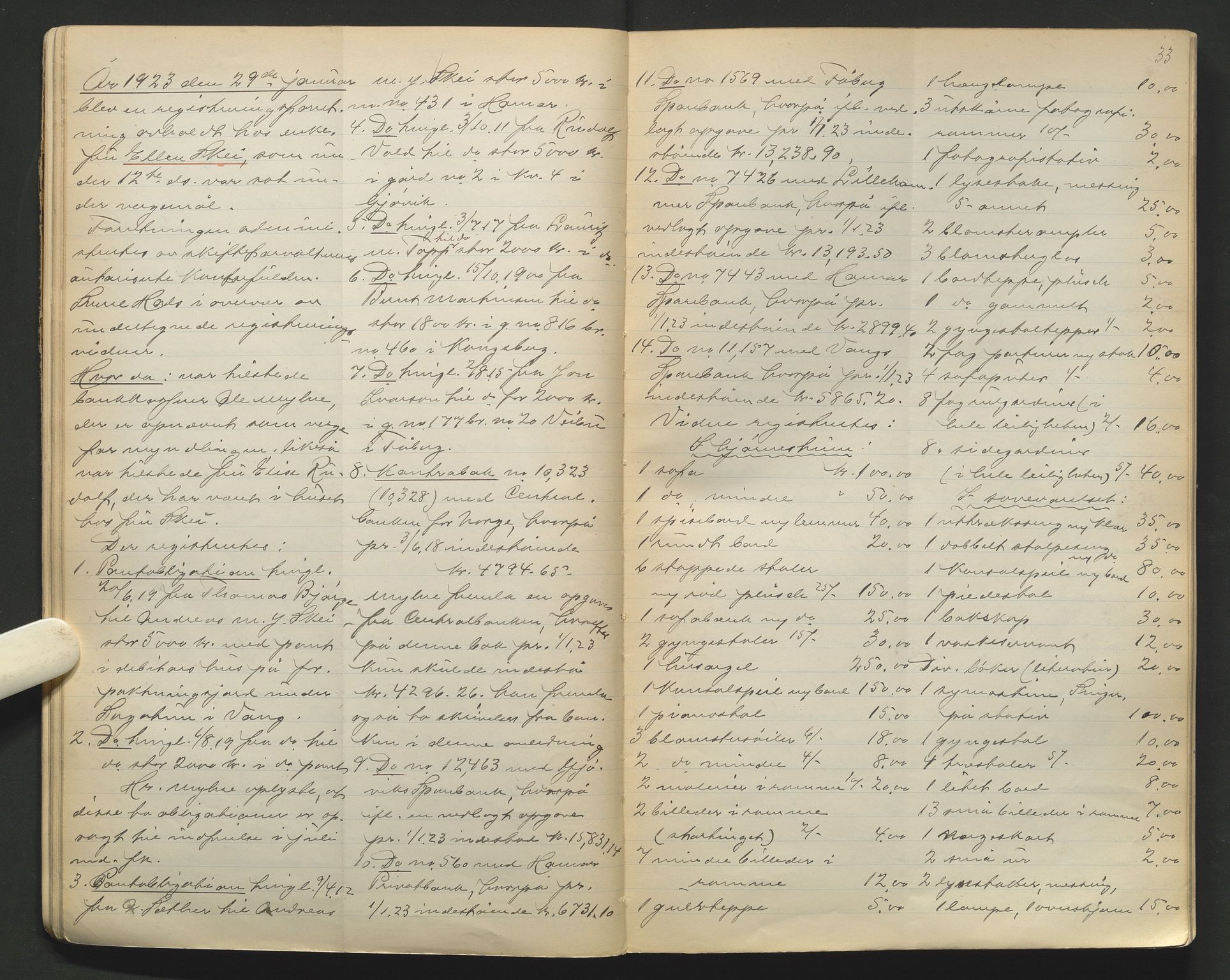 Sør-Hedmark sorenskriveri, AV/SAH-TING-014/J/Ja/Jae/L0004: Skifteregistreringsprotokoll - Hamar by, 1922-1930, s. 33