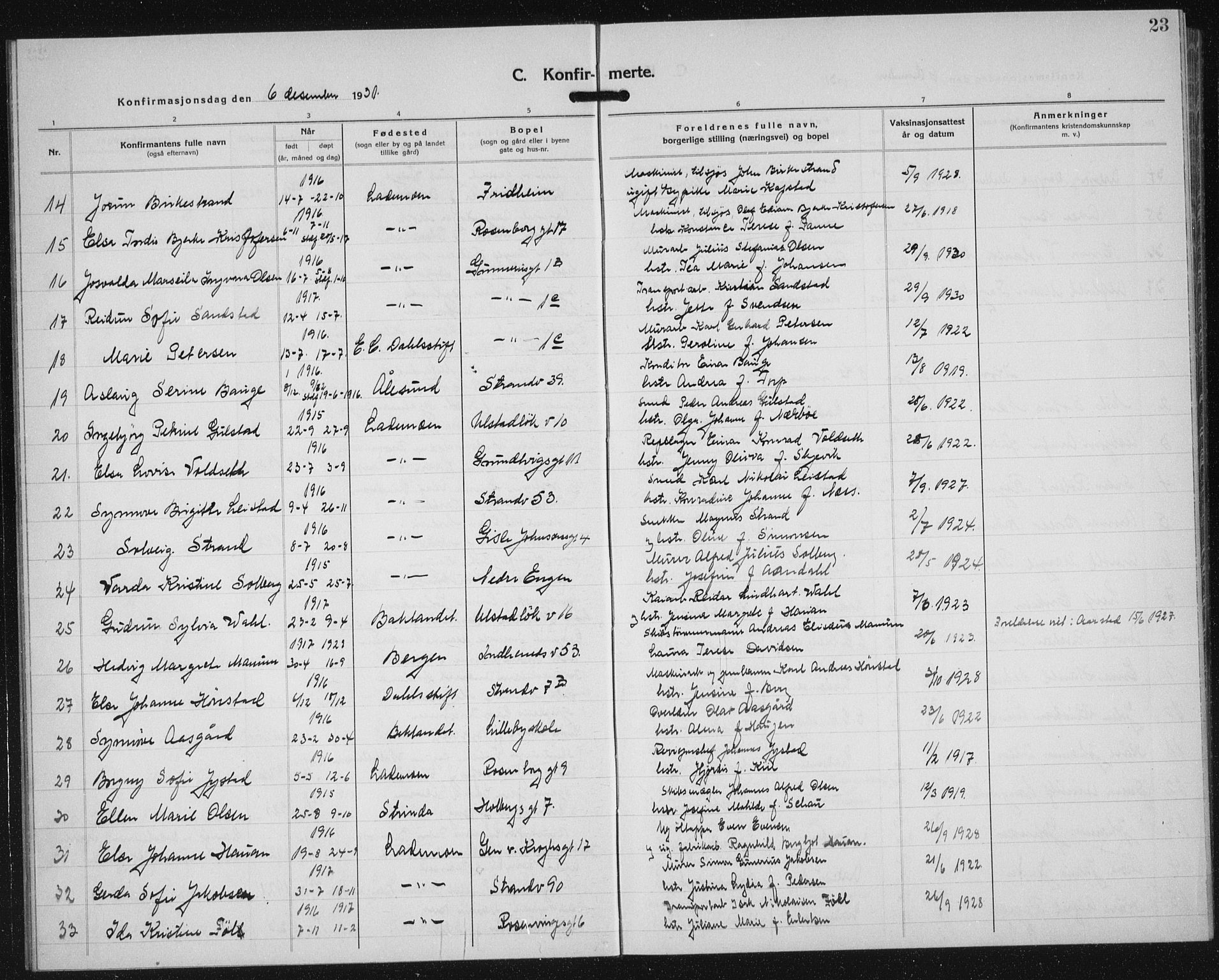 Ministerialprotokoller, klokkerbøker og fødselsregistre - Sør-Trøndelag, AV/SAT-A-1456/605/L0262: Klokkerbok nr. 605C09, 1930-1933, s. 23