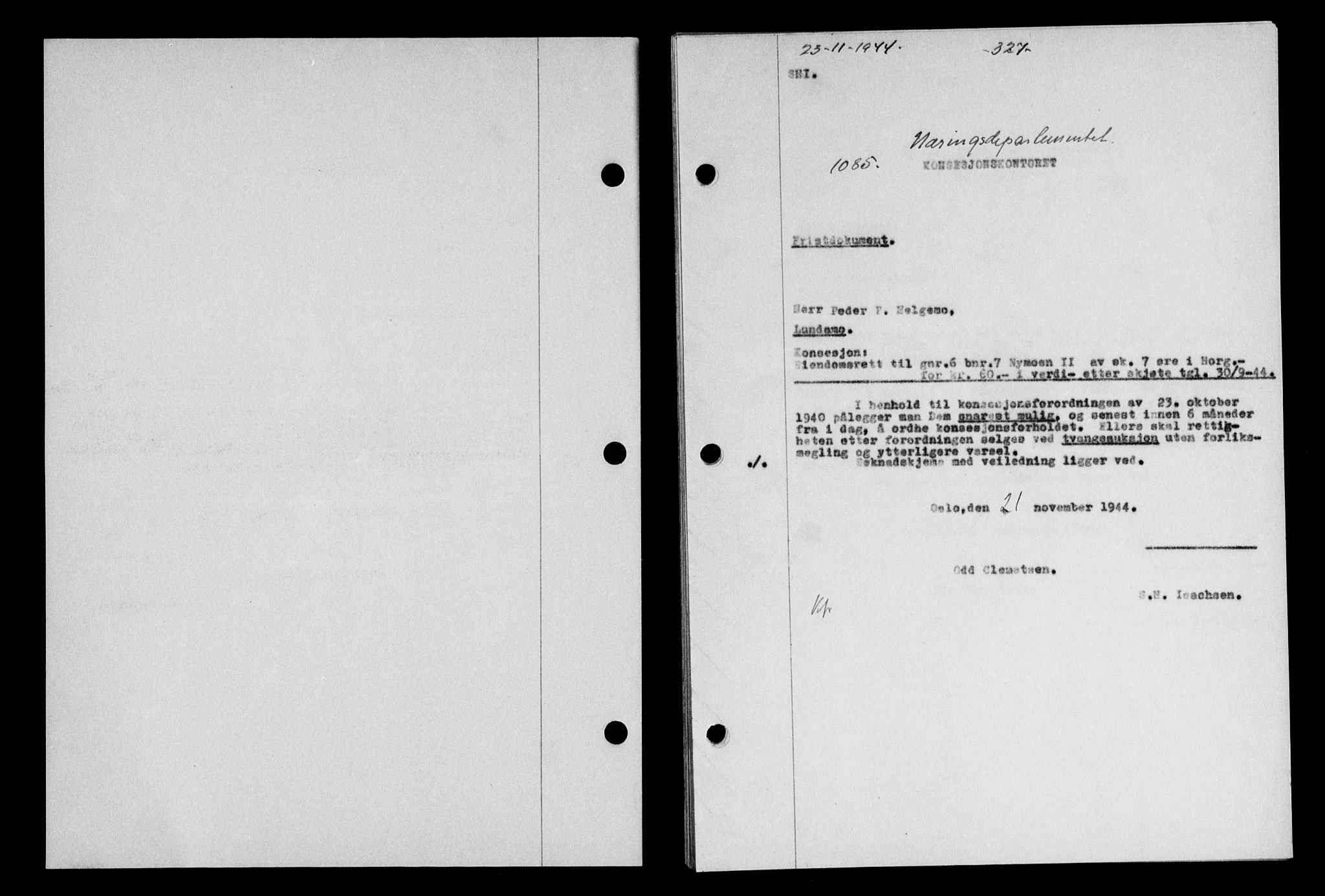 Gauldal sorenskriveri, SAT/A-0014/1/2/2C/L0058: Pantebok nr. 63, 1944-1945, Dagboknr: 1085/1944