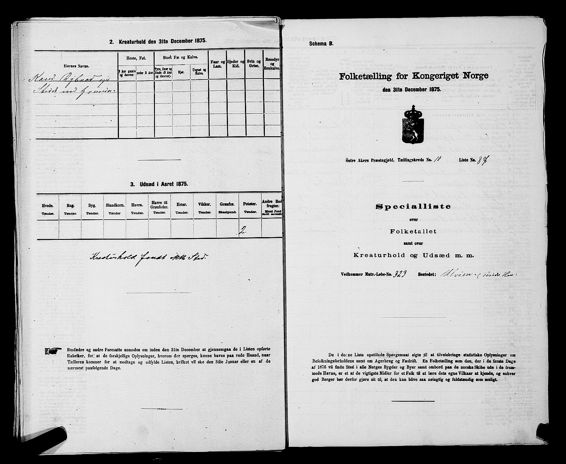 RA, Folketelling 1875 for 0218bP Østre Aker prestegjeld, 1875, s. 3453