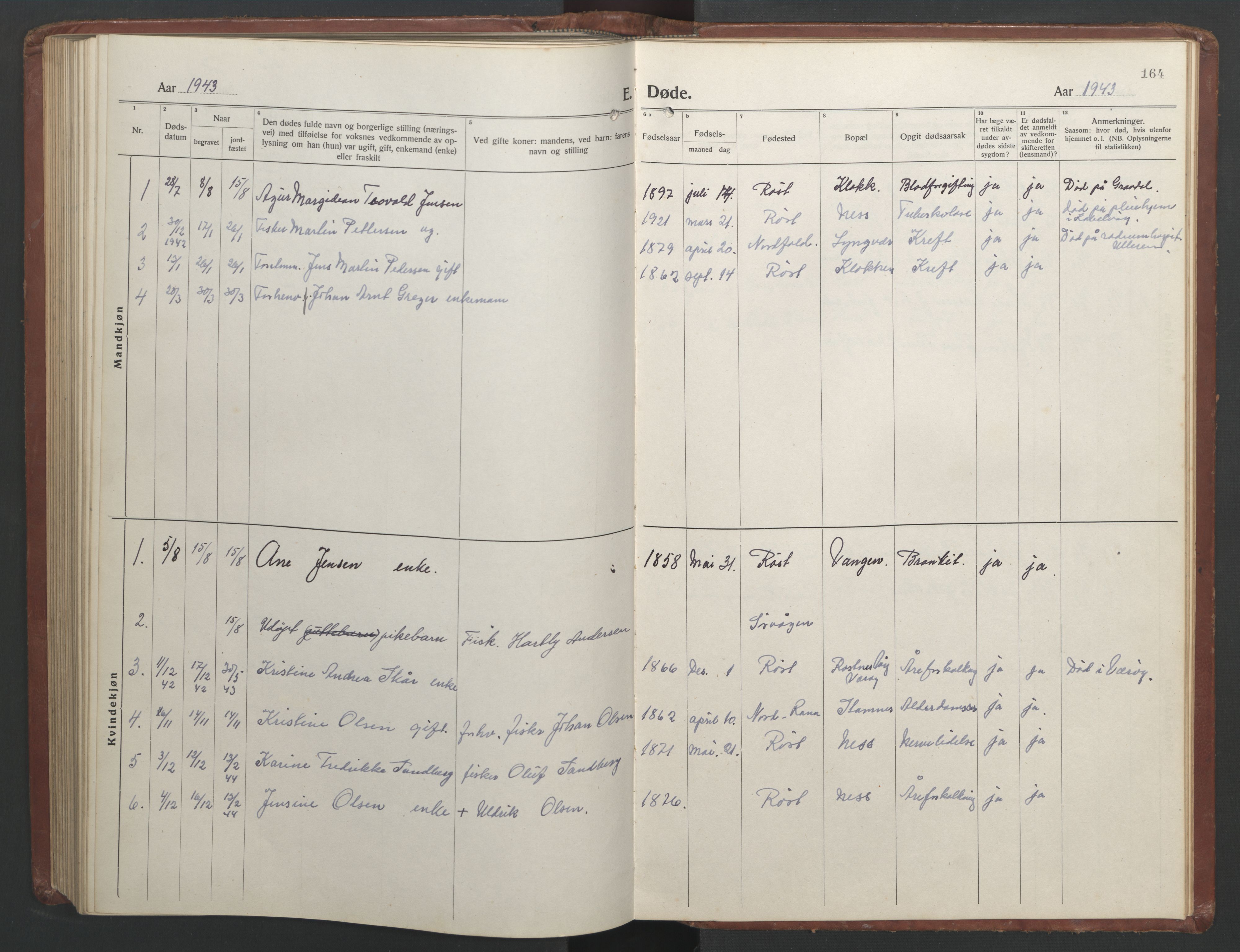 Ministerialprotokoller, klokkerbøker og fødselsregistre - Nordland, AV/SAT-A-1459/808/L0132: Klokkerbok nr. 808C03, 1920-1946, s. 164