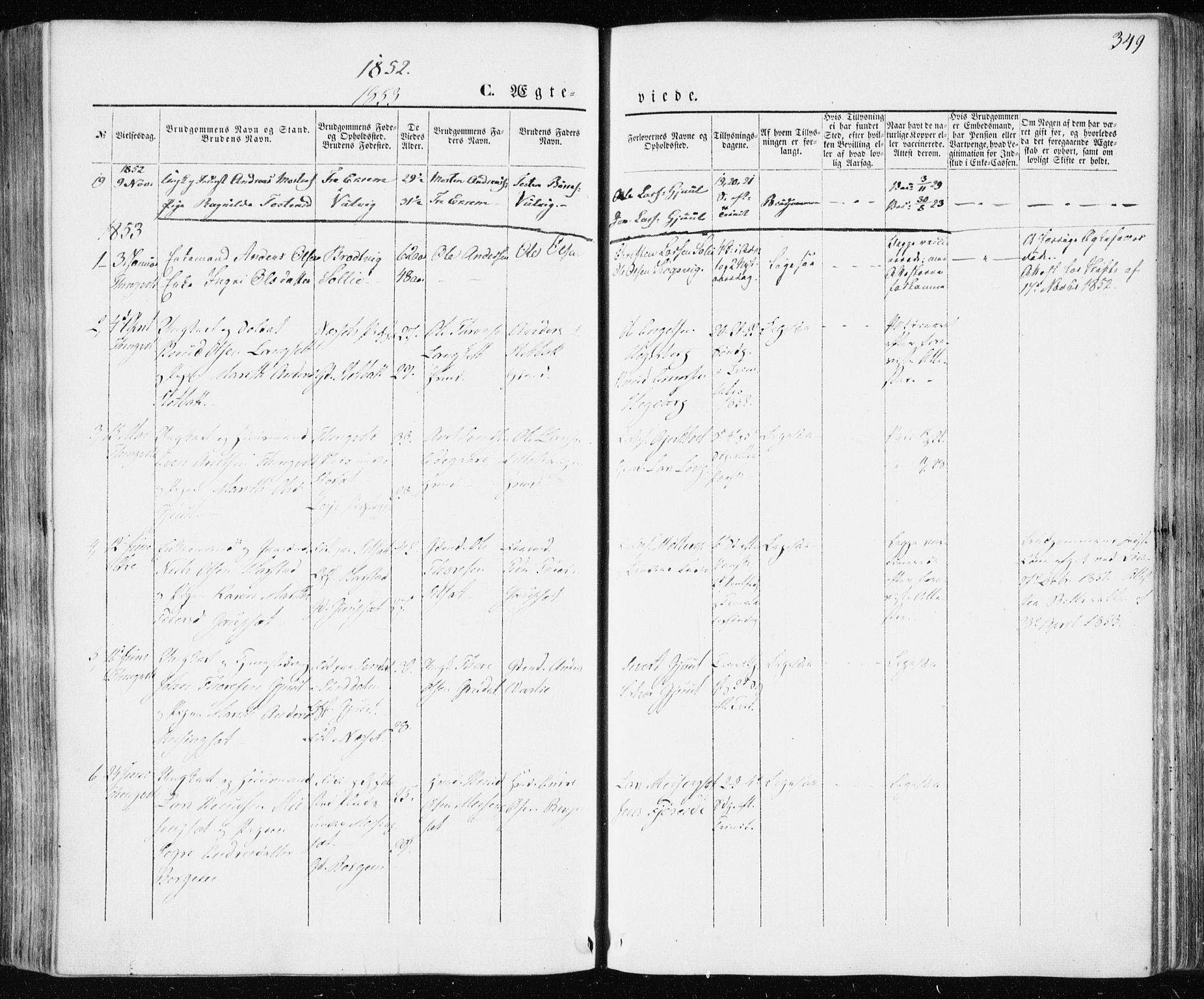 Ministerialprotokoller, klokkerbøker og fødselsregistre - Møre og Romsdal, AV/SAT-A-1454/586/L0984: Ministerialbok nr. 586A10, 1844-1856, s. 349