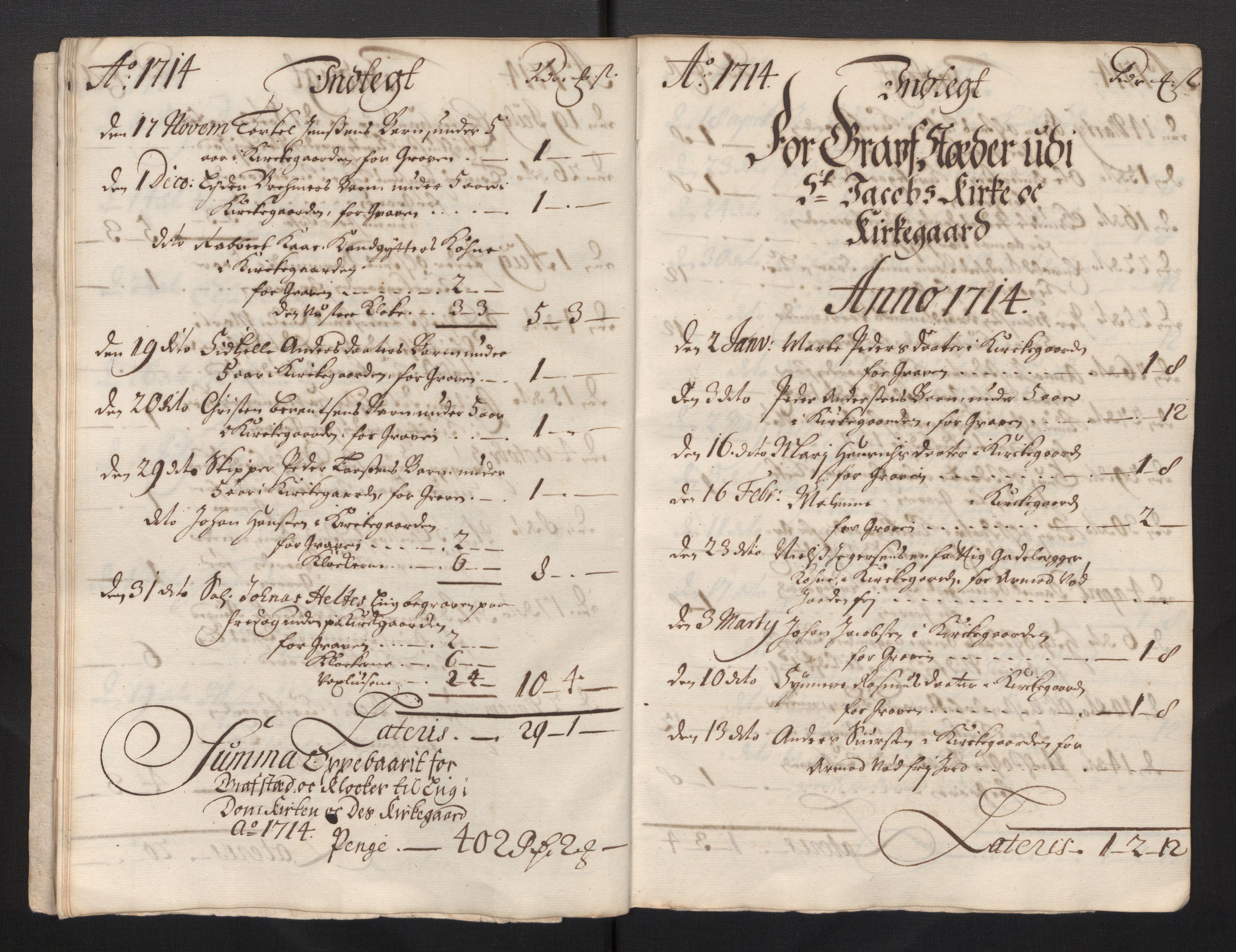 Stiftamtmannen i Bergen, AV/SAB-A-100006/F/Fb/Fbb/0001 / Lnr. 1737 - Domkirken: Rekneskapar, 1706-1721