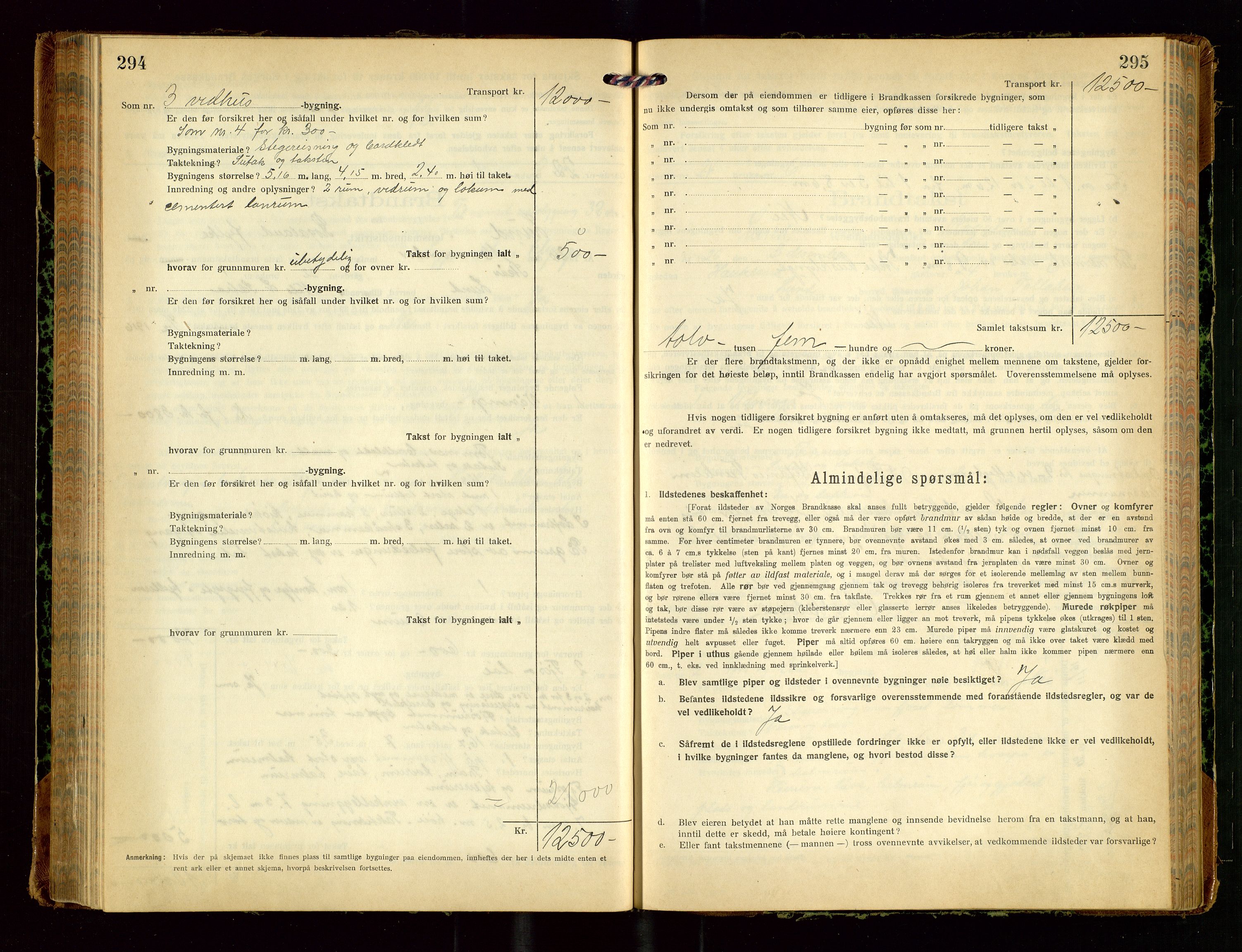 Lund lensmannskontor, SAST/A-100303/Gob/L0004: "Brandtakstprotokol", 1921-1929, s. 294-295