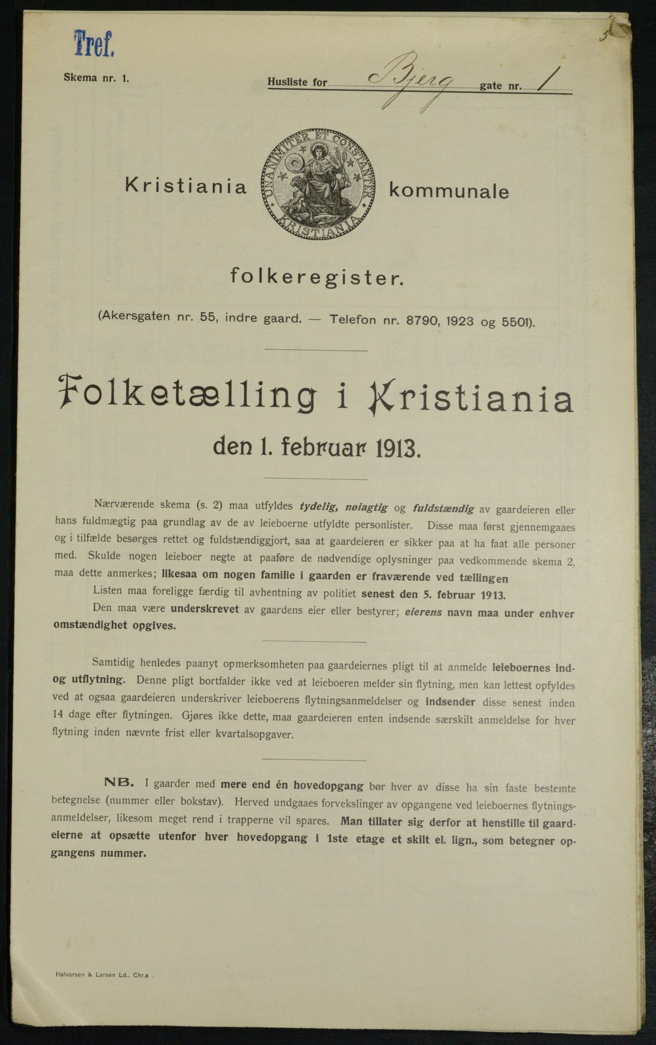 OBA, Kommunal folketelling 1.2.1913 for Kristiania, 1913, s. 5311