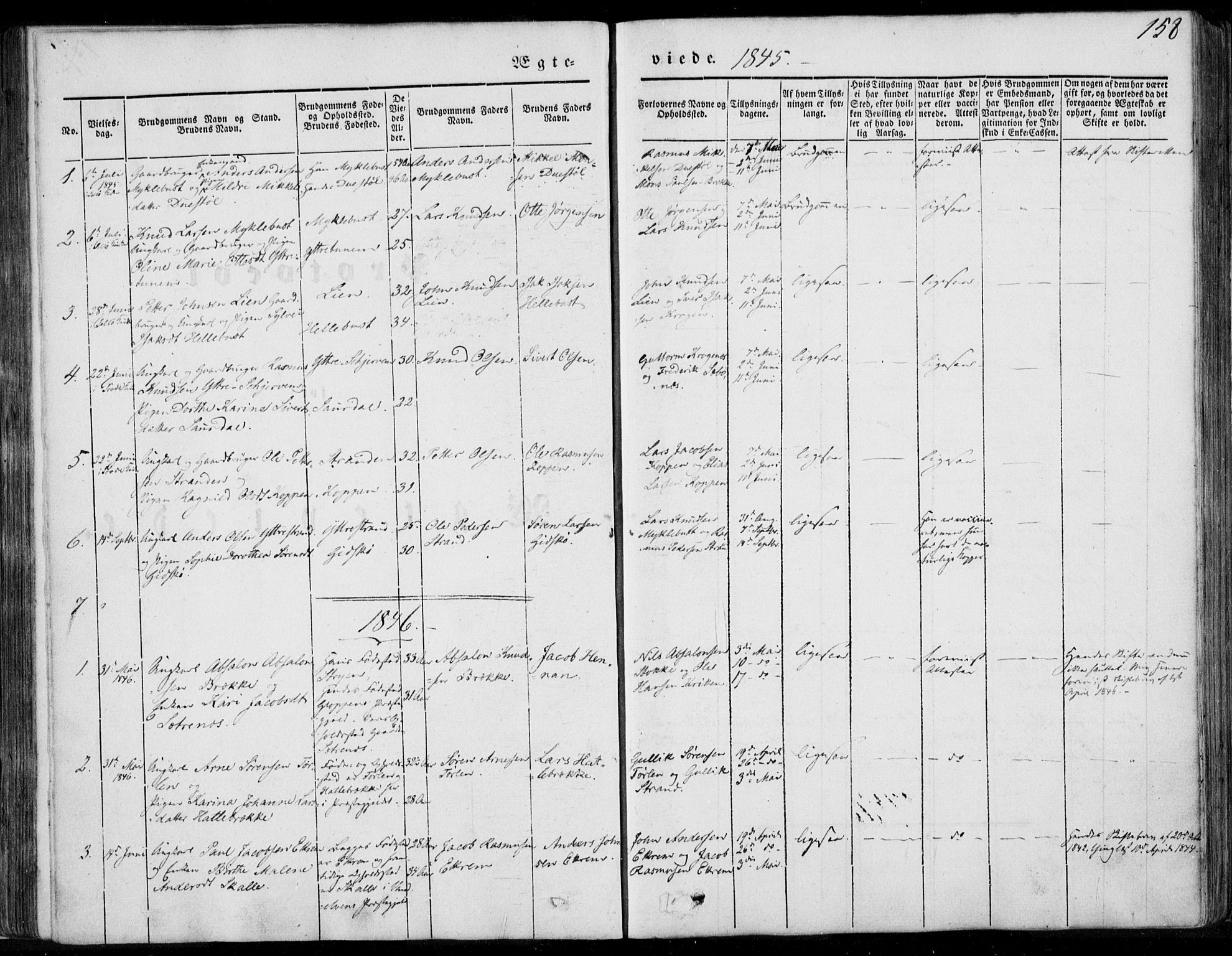 Ministerialprotokoller, klokkerbøker og fødselsregistre - Møre og Romsdal, AV/SAT-A-1454/501/L0006: Ministerialbok nr. 501A06, 1844-1868, s. 158