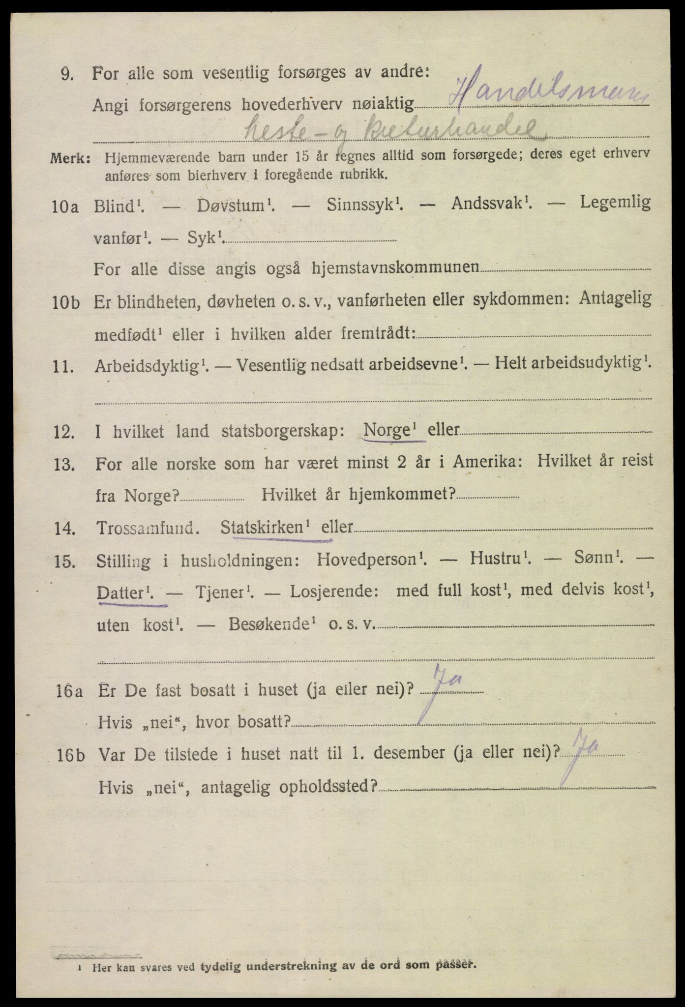 SAK, Folketelling 1920 for 0936 Hornnes herred, 1920, s. 834