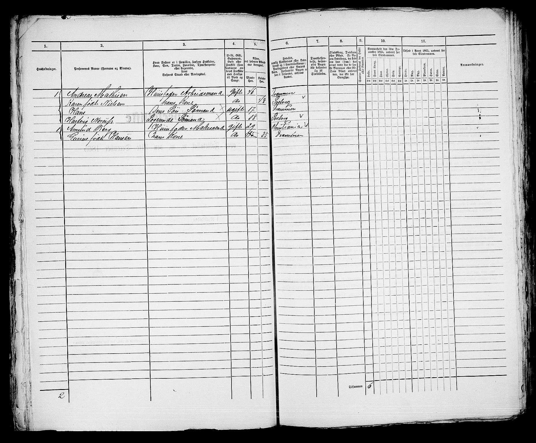 RA, Folketelling 1865 for 0602bP Strømsø prestegjeld i Drammen kjøpstad, 1865, s. 704