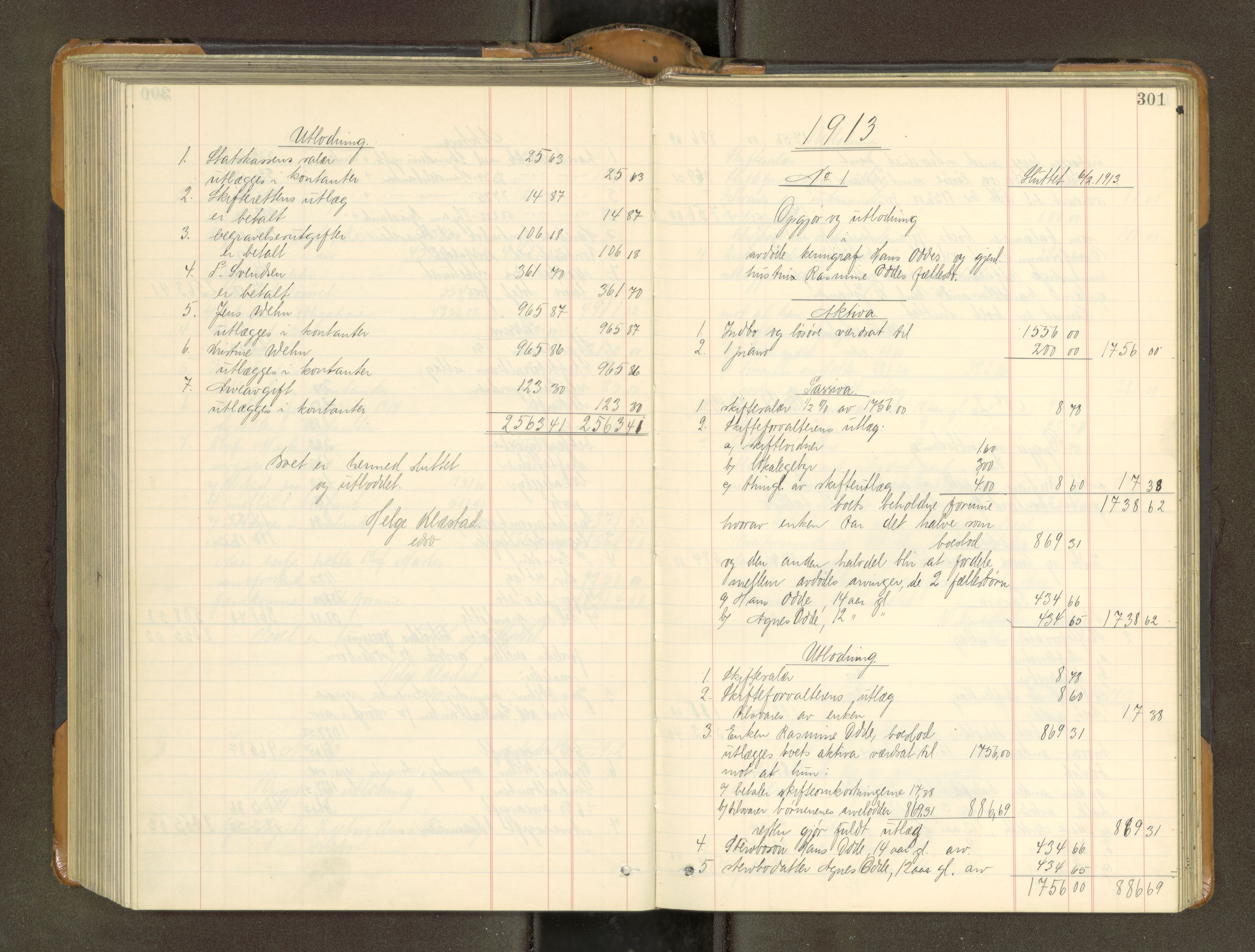 Trondheim byfogd, SAT/A-0003/1/3/3A/L0040: Skifteutlodningsprotokoll - 9/2-1/10. (m/ register), 1910-1913, s. 301