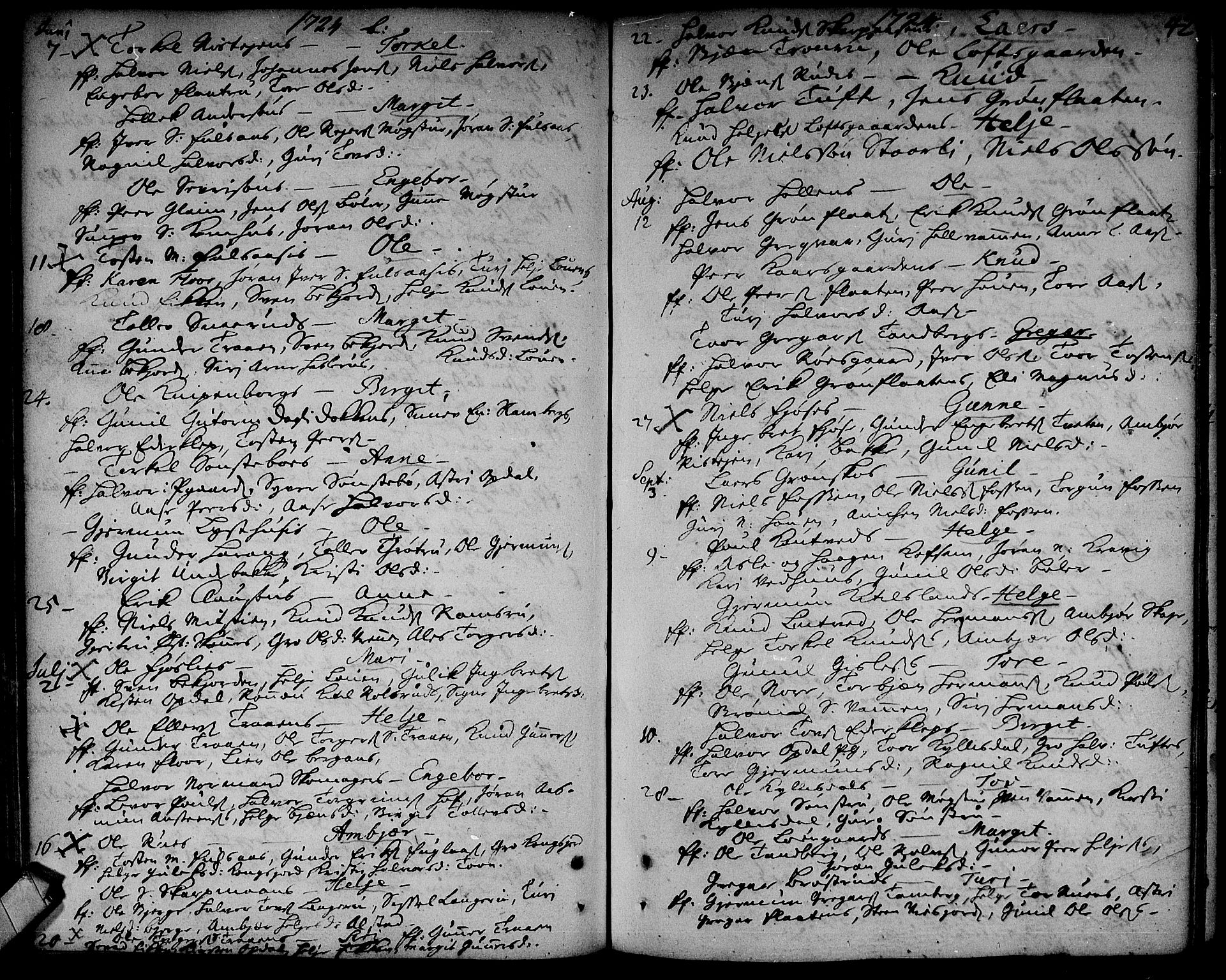 Rollag kirkebøker, SAKO/A-240/F/Fa/L0002: Ministerialbok nr. I 2, 1714-1742, s. 42