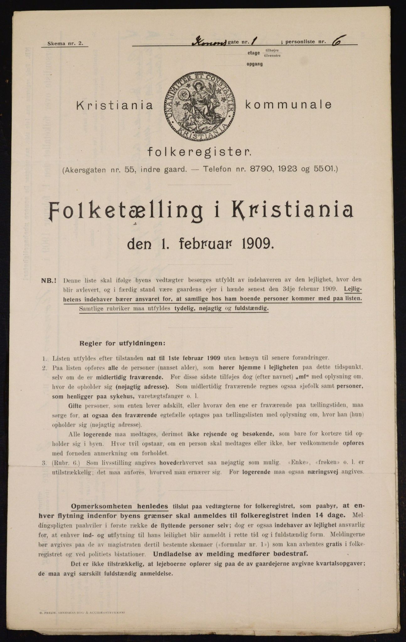 OBA, Kommunal folketelling 1.2.1909 for Kristiania kjøpstad, 1909, s. 48666