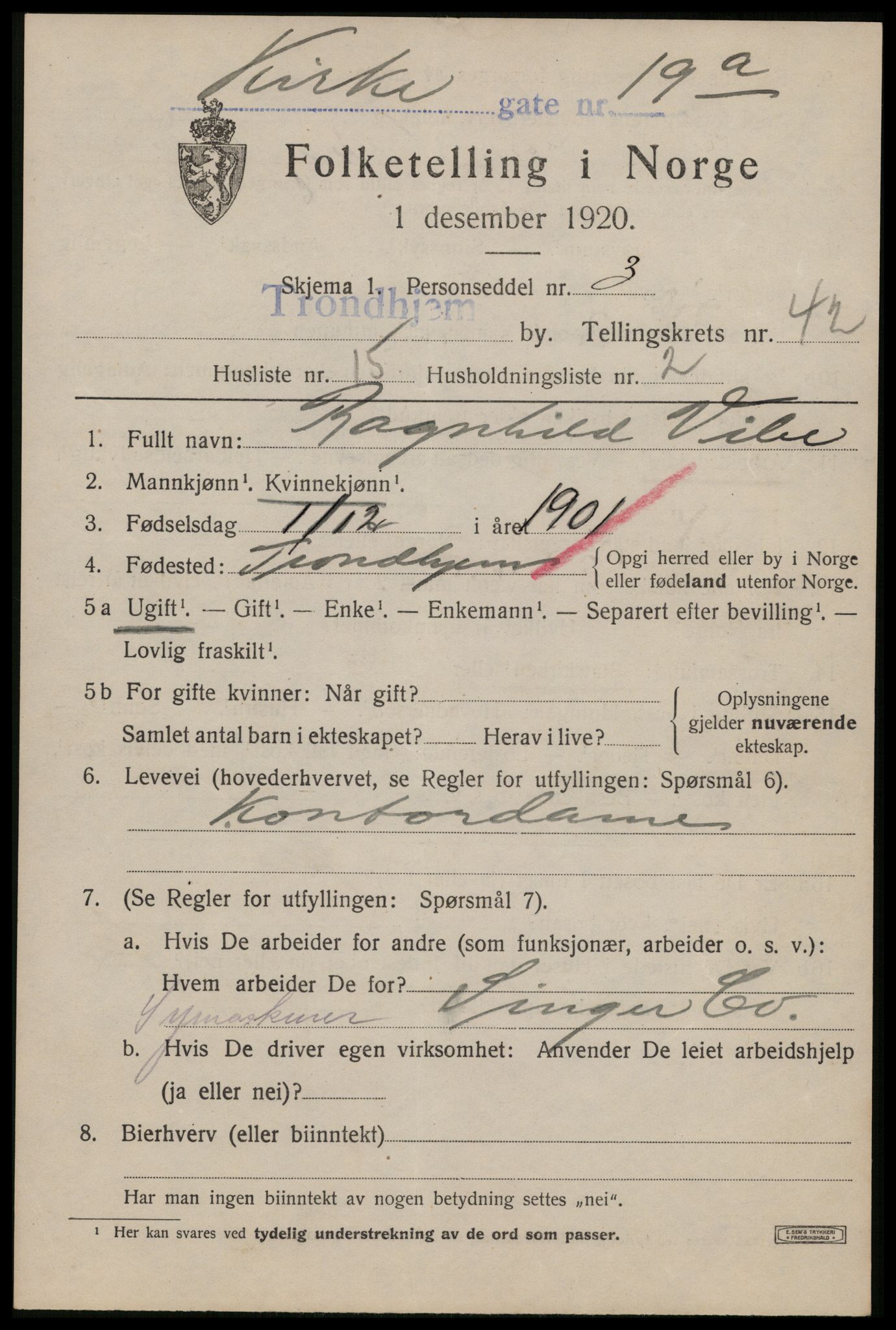SAT, Folketelling 1920 for 1601 Trondheim kjøpstad, 1920, s. 92518