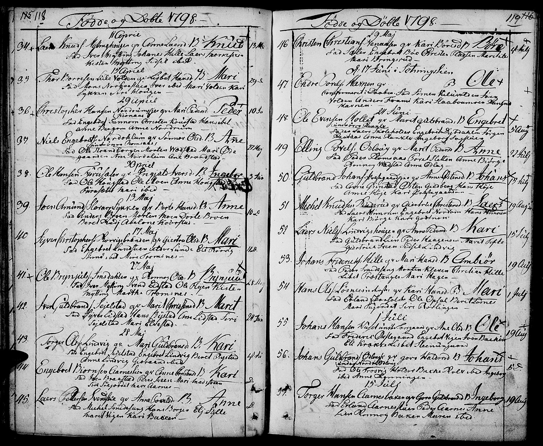Ringebu prestekontor, AV/SAH-PREST-082/H/Ha/Haa/L0003: Ministerialbok nr. 3, 1781-1820, s. 118-119