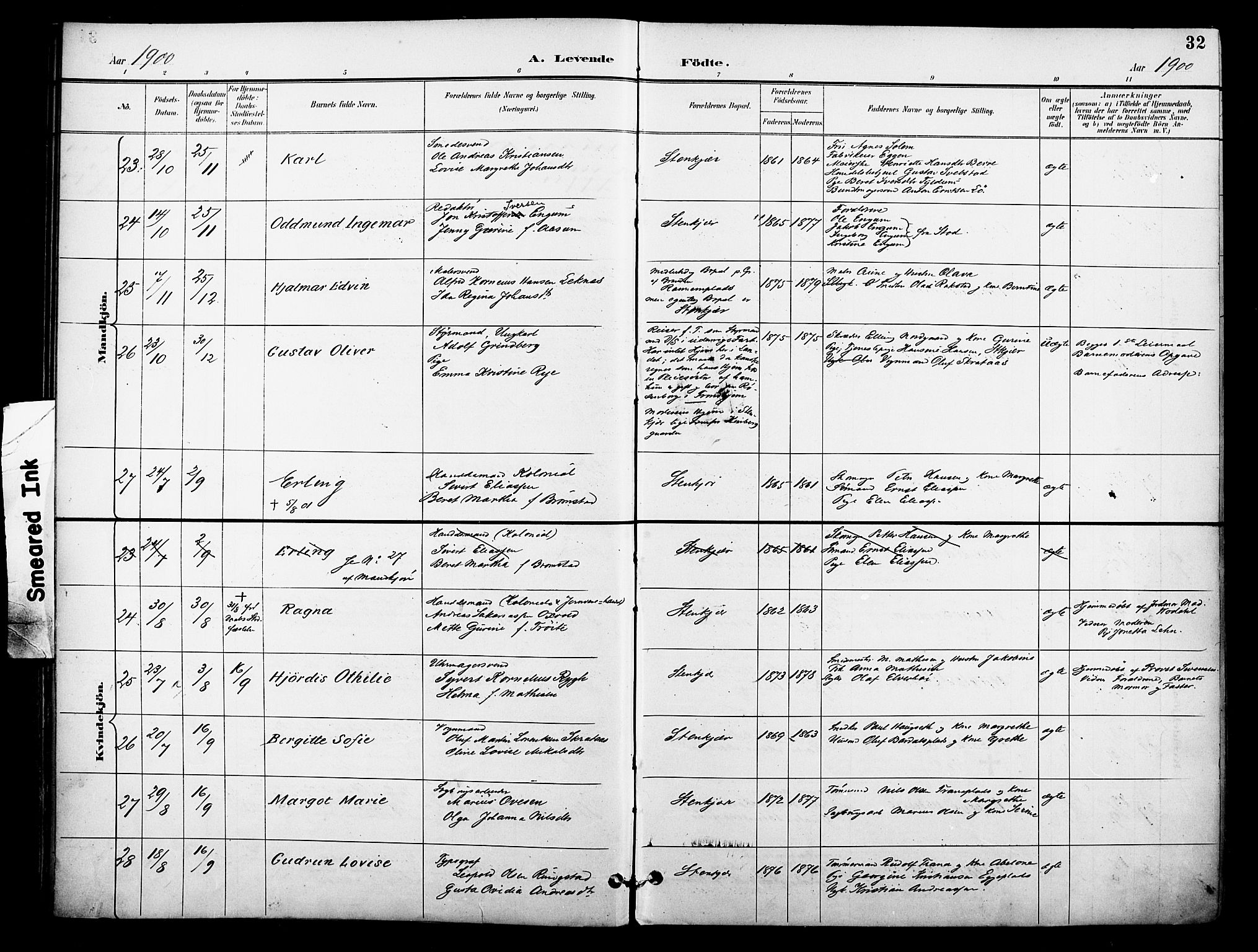 Ministerialprotokoller, klokkerbøker og fødselsregistre - Nord-Trøndelag, AV/SAT-A-1458/739/L0372: Ministerialbok nr. 739A04, 1895-1903, s. 32