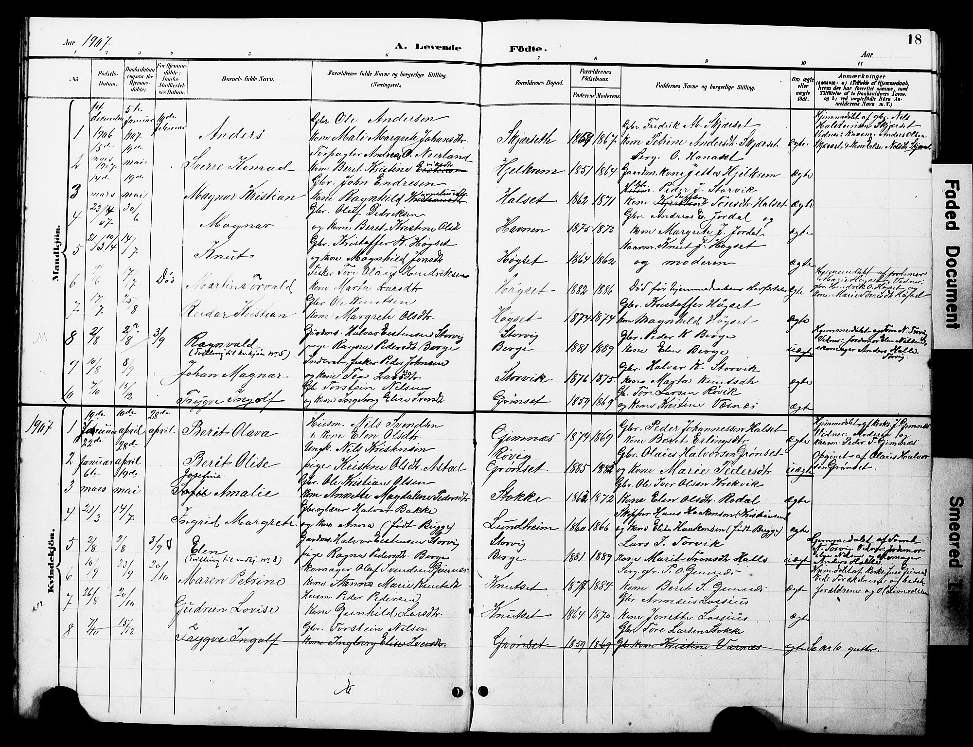 Ministerialprotokoller, klokkerbøker og fødselsregistre - Møre og Romsdal, SAT/A-1454/585/L0973: Klokkerbok nr. 585C01, 1893-1930, s. 18