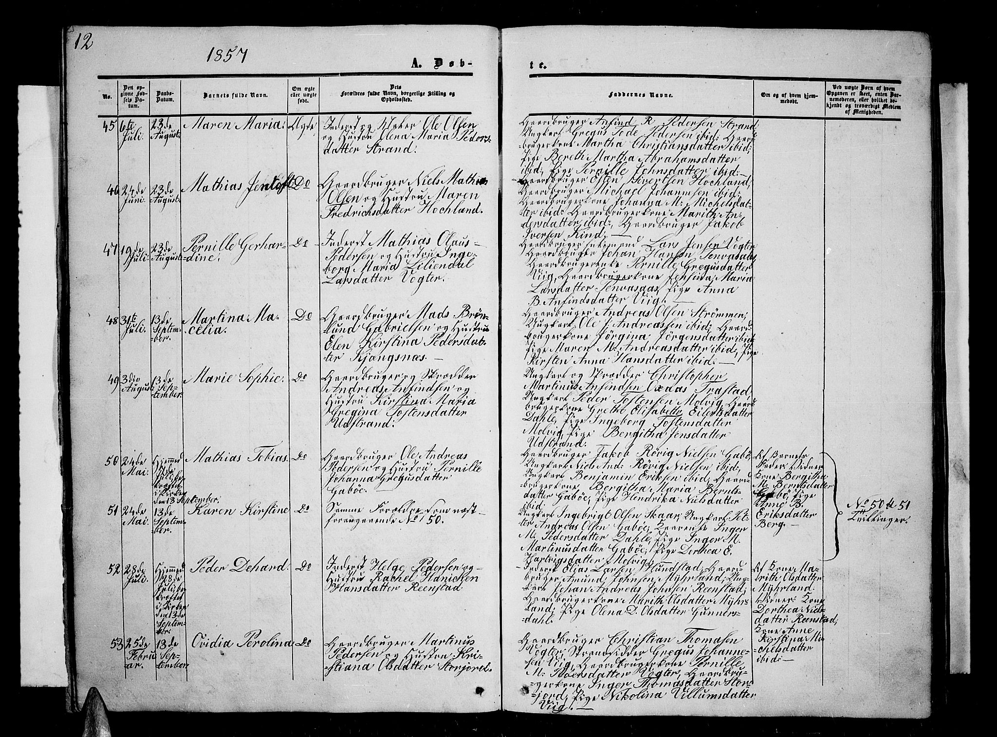 Kvæfjord sokneprestkontor, AV/SATØ-S-1323/G/Ga/Gab/L0003klokker: Klokkerbok nr. 3, 1856-1870, s. 12