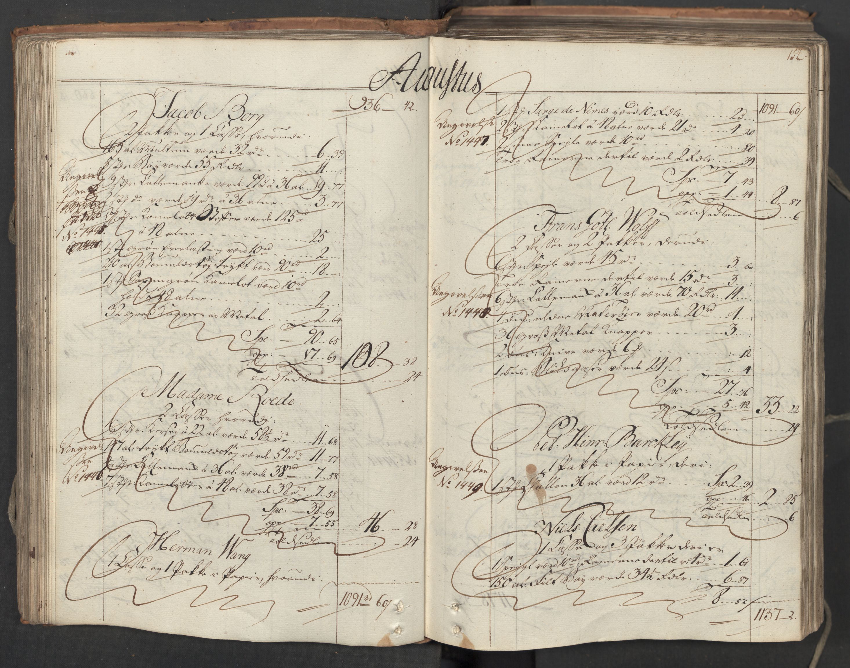 Generaltollkammeret, tollregnskaper, AV/RA-EA-5490/R06/L0062/0001: Tollregnskaper Kristiania / Inngående hovedtollbok, 1762, s. 153b-154a