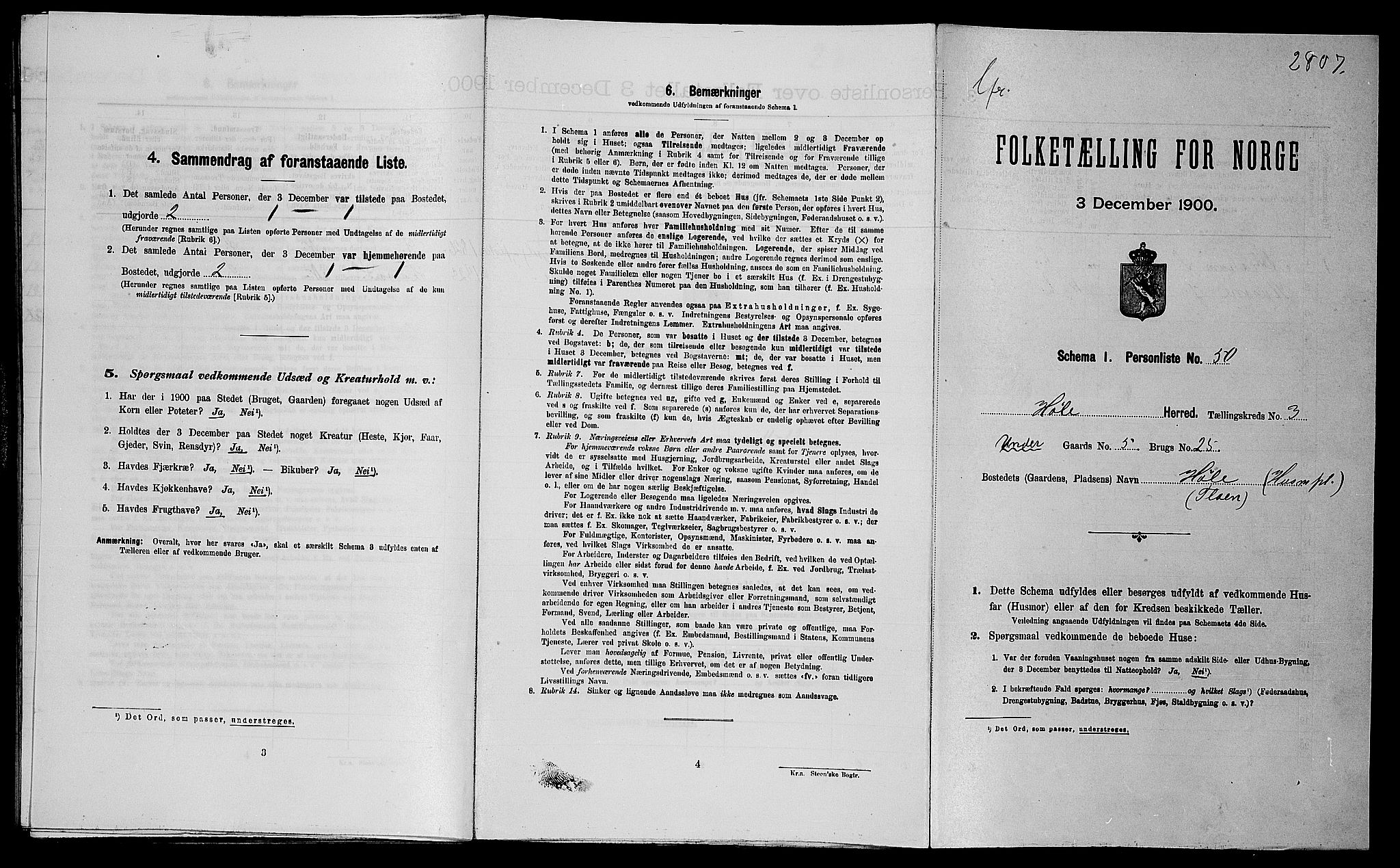SAST, Folketelling 1900 for 1128 Høle herred, 1900, s. 231