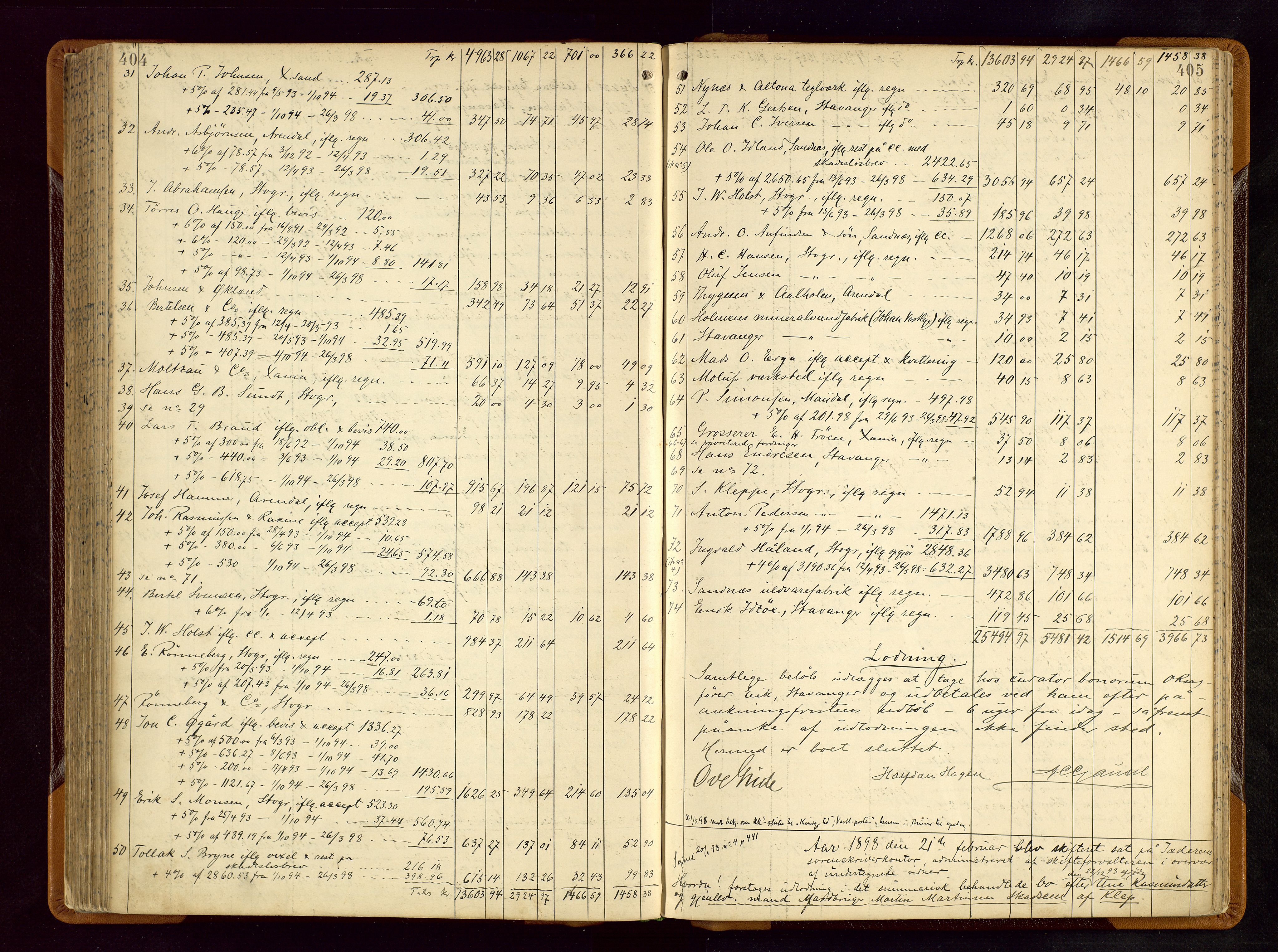 Jæren sorenskriveri, AV/SAST-A-100310/01/5/50/50BB/L0005: SKIFTEUTLODNINGSPROTOKOLL, 1893-1900, s. 404-405