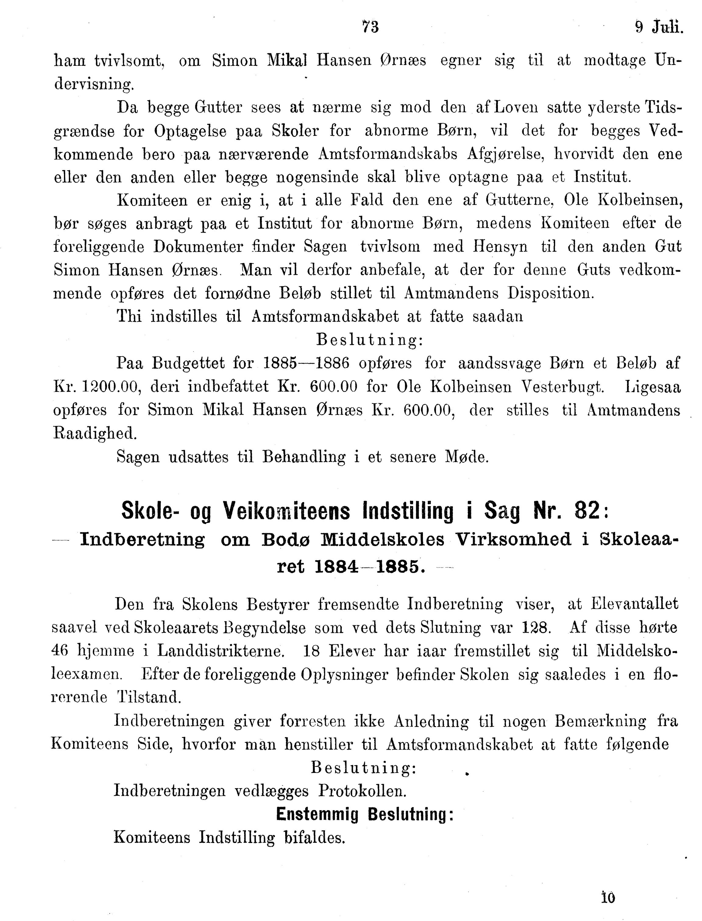 Nordland Fylkeskommune. Fylkestinget, AIN/NFK-17/176/A/Ac/L0014: Fylkestingsforhandlinger 1881-1885, 1881-1885