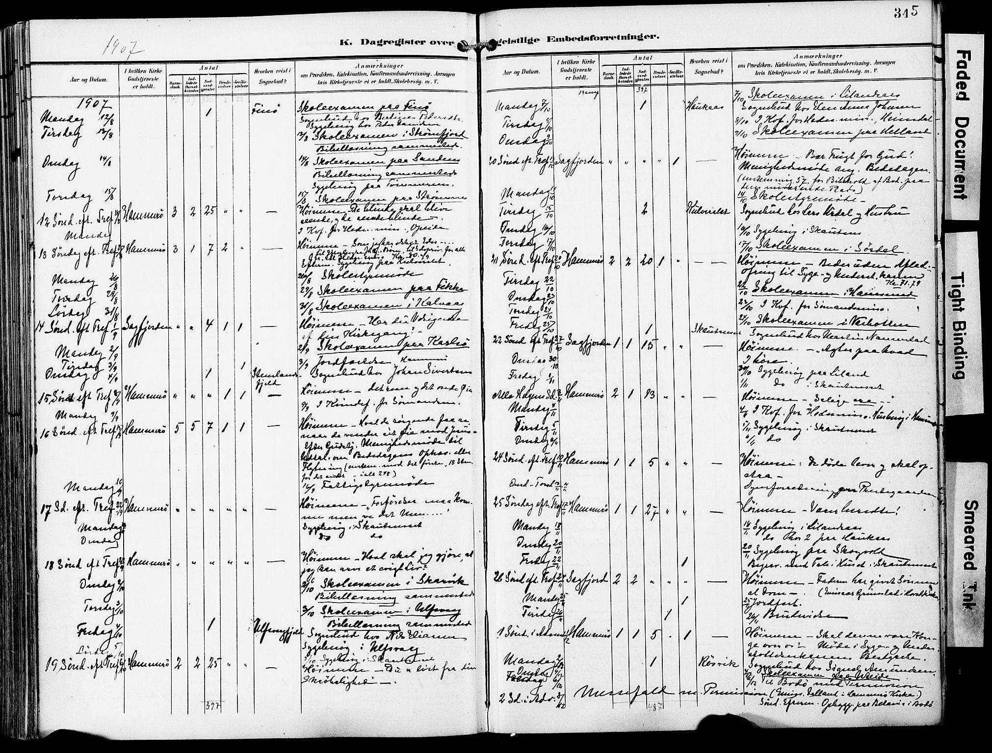 Ministerialprotokoller, klokkerbøker og fødselsregistre - Nordland, AV/SAT-A-1459/859/L0848: Ministerialbok nr. 859A08, 1900-1912, s. 345