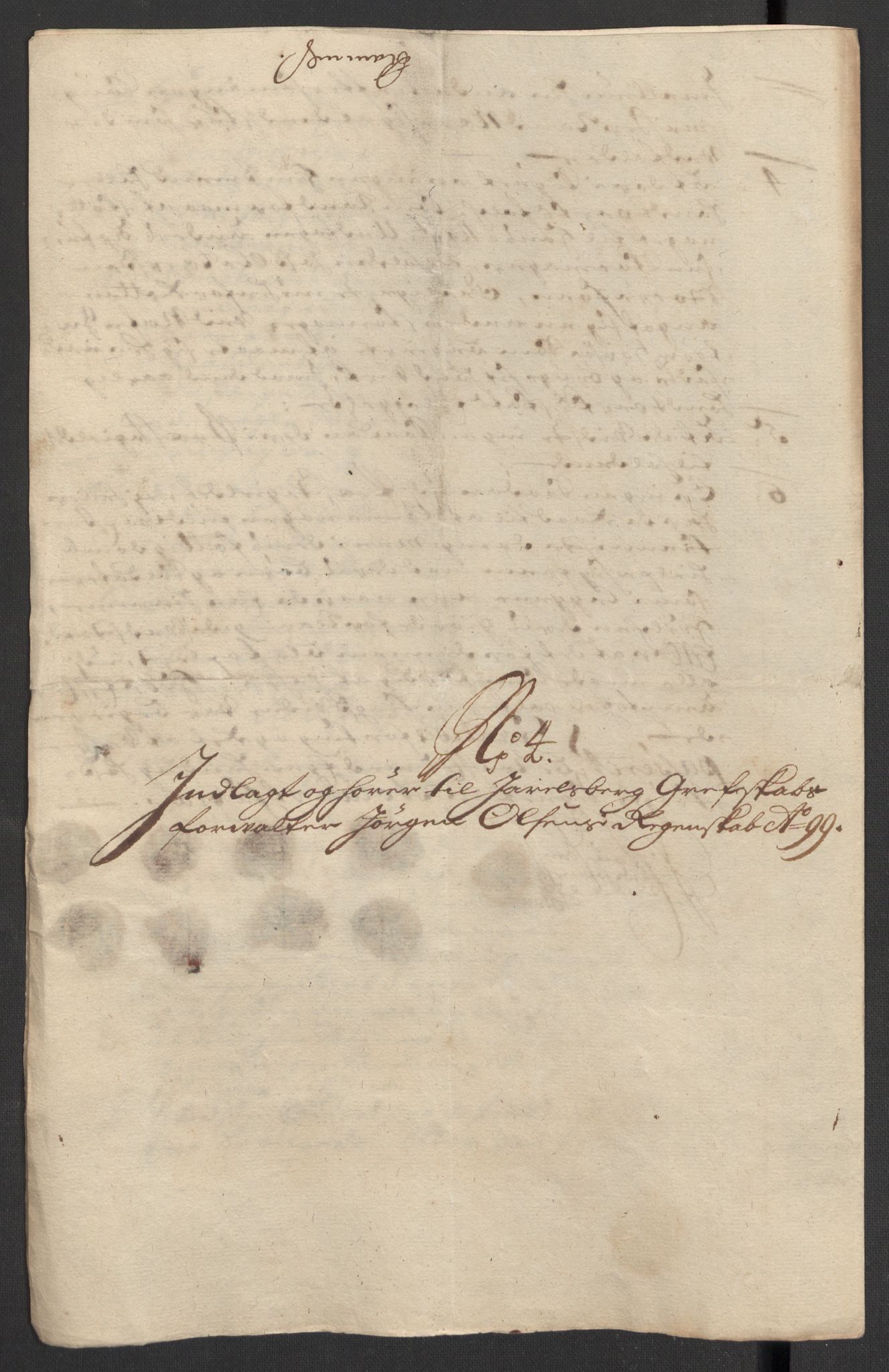 Rentekammeret inntil 1814, Reviderte regnskaper, Fogderegnskap, AV/RA-EA-4092/R32/L1868: Fogderegnskap Jarlsberg grevskap, 1697-1699, s. 274