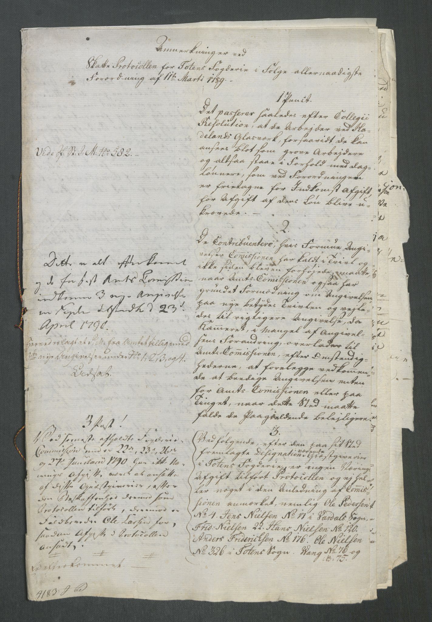 Rentekammeret inntil 1814, Reviderte regnskaper, Mindre regnskaper, AV/RA-EA-4068/Rf/Rfe/L0050: Sunnmøre fogderi, Toten fogderi, 1789, s. 164