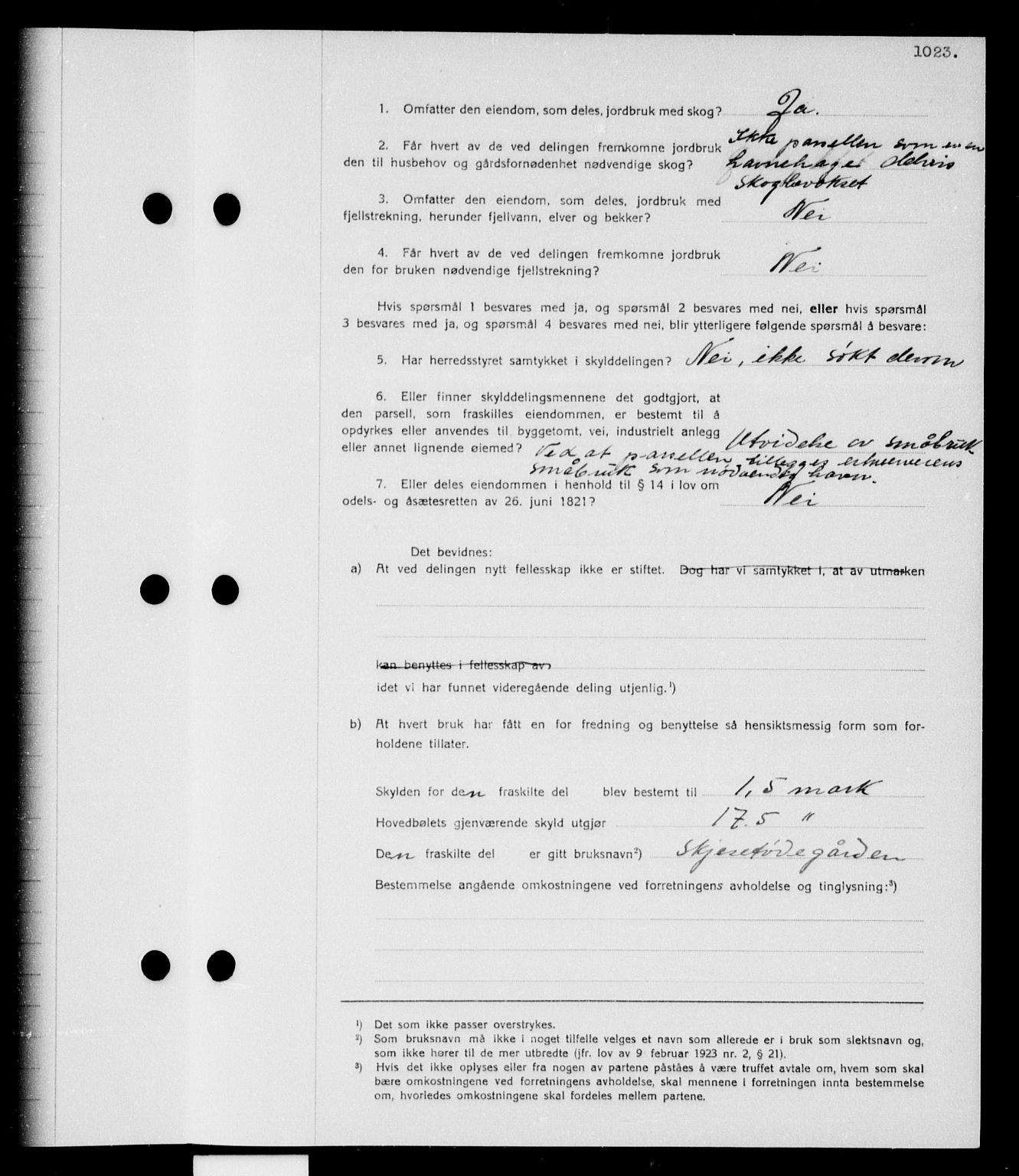 Nord-Hedmark sorenskriveri, SAH/TING-012/H/Hb/Hbc/L0047: Pantebok nr. 47, 1934-1935, s. 1023