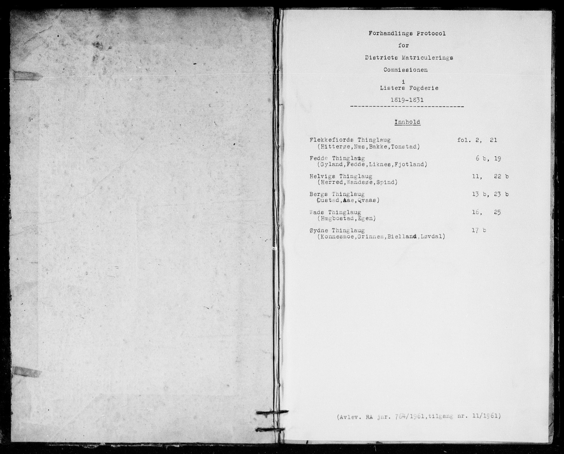 Hovedmatrikkelkommisjonen, AV/RA-S-1529, 1819-1831