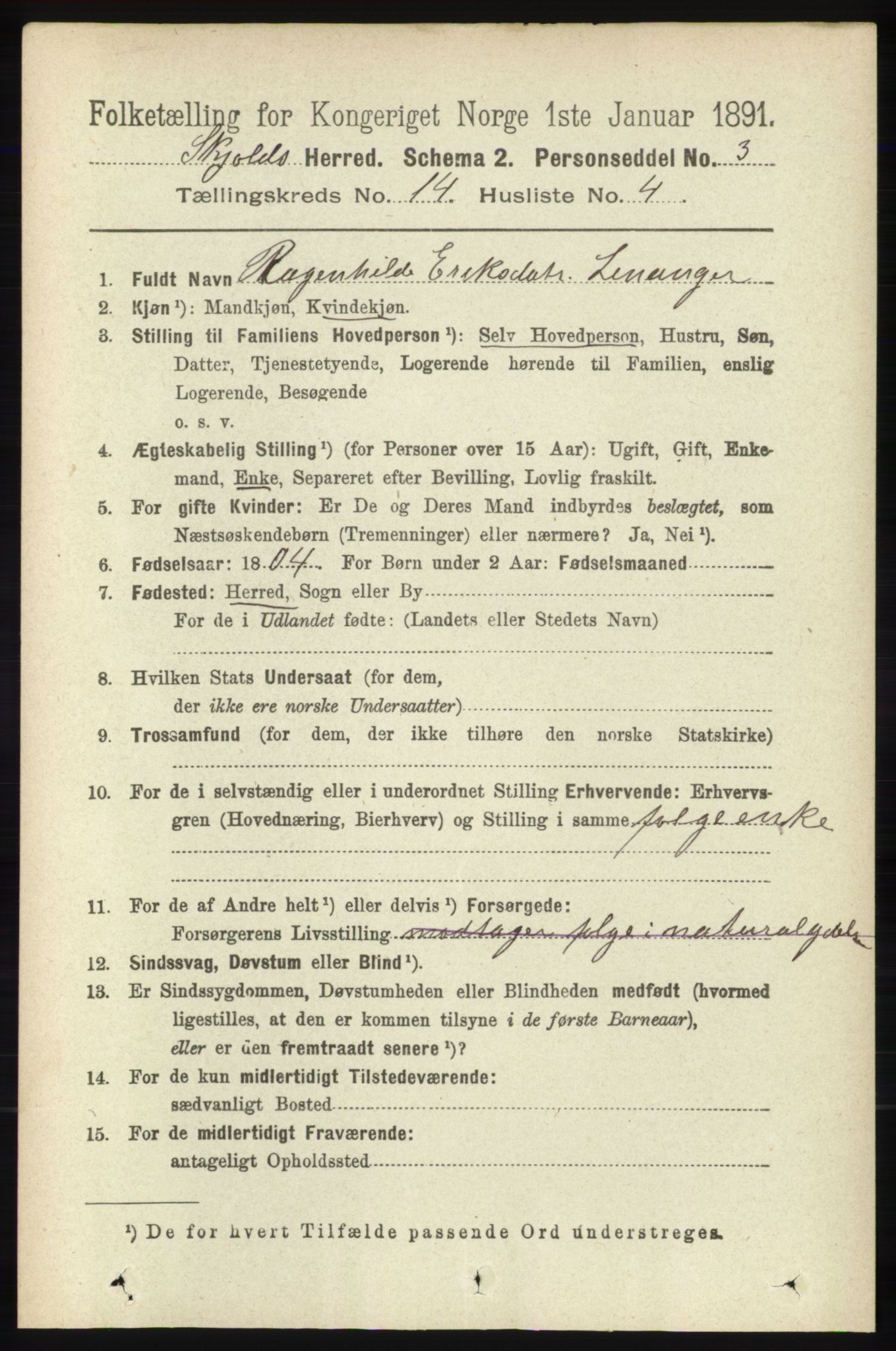 RA, Folketelling 1891 for 1154 Skjold herred, 1891, s. 2589