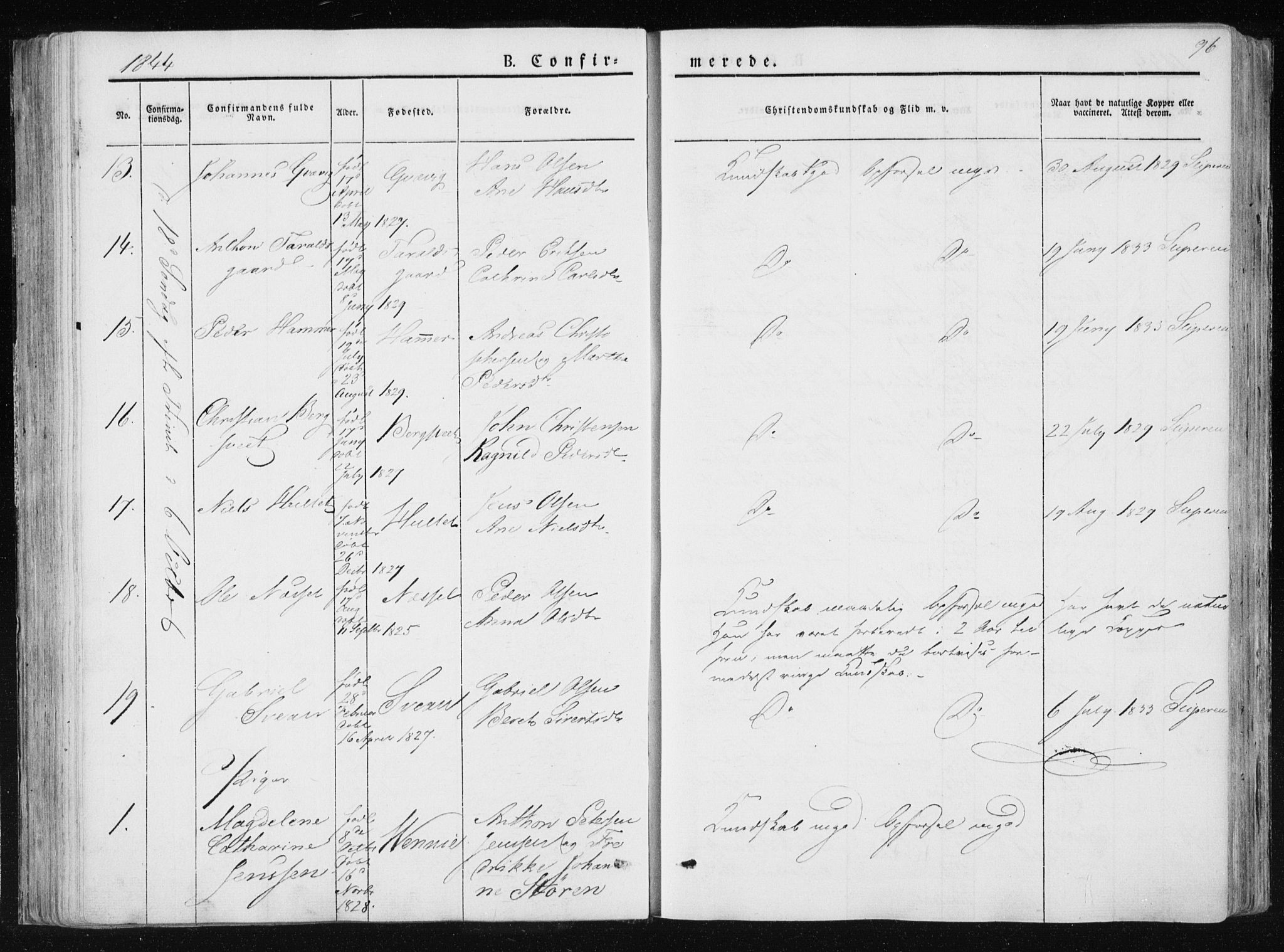 Ministerialprotokoller, klokkerbøker og fødselsregistre - Nord-Trøndelag, SAT/A-1458/733/L0323: Ministerialbok nr. 733A02, 1843-1870, s. 96