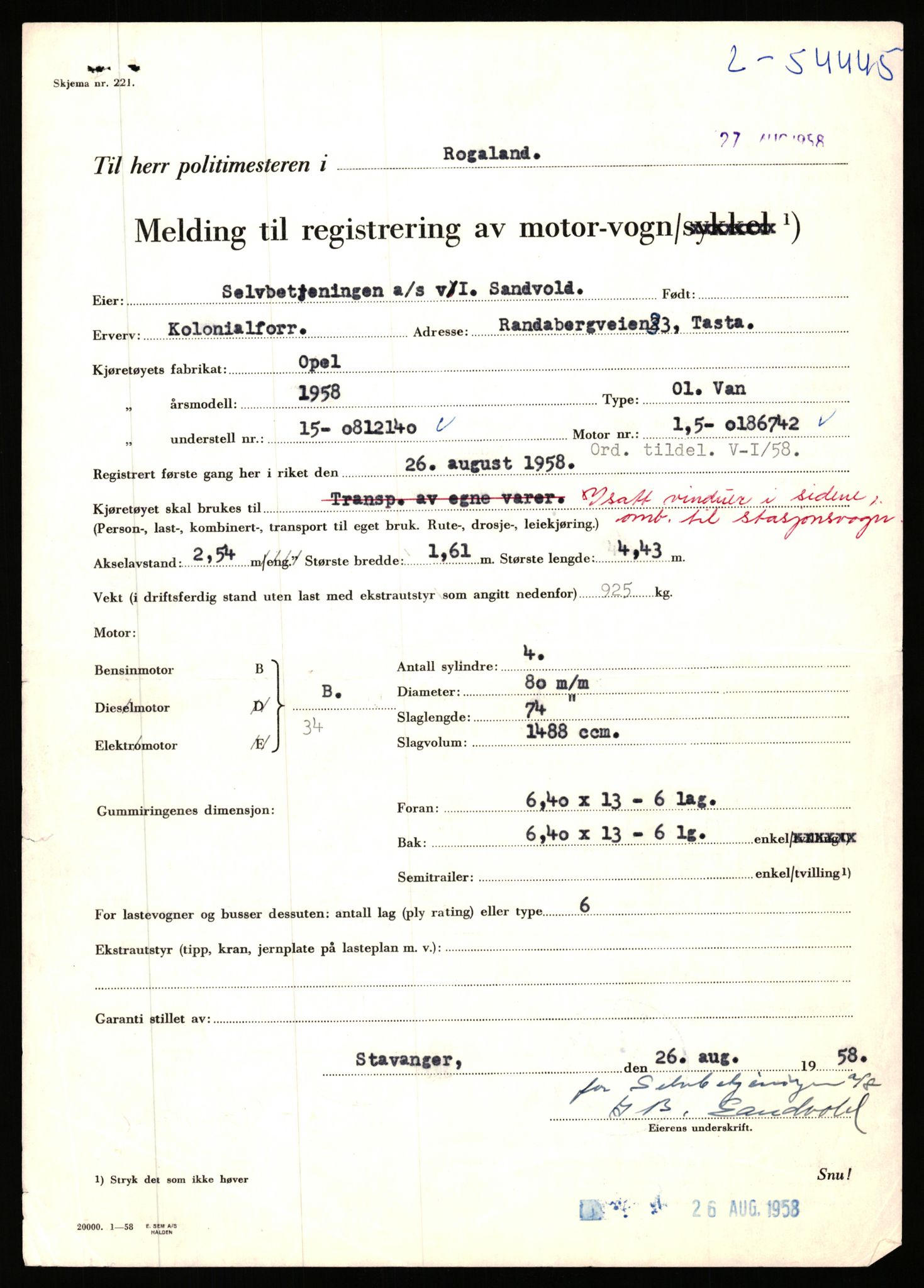 Stavanger trafikkstasjon, AV/SAST-A-101942/0/F/L0054: L-54200 - L-55699, 1930-1971, s. 511