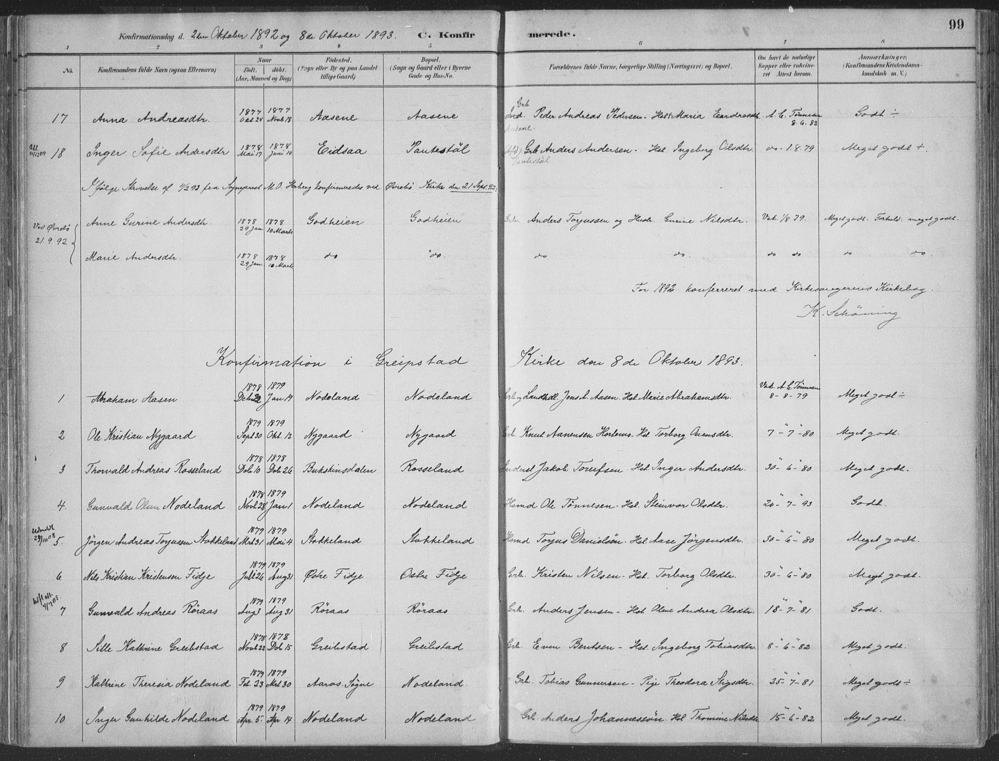 Søgne sokneprestkontor, AV/SAK-1111-0037/F/Fa/Faa/L0003: Ministerialbok nr. A 3, 1883-1910, s. 99