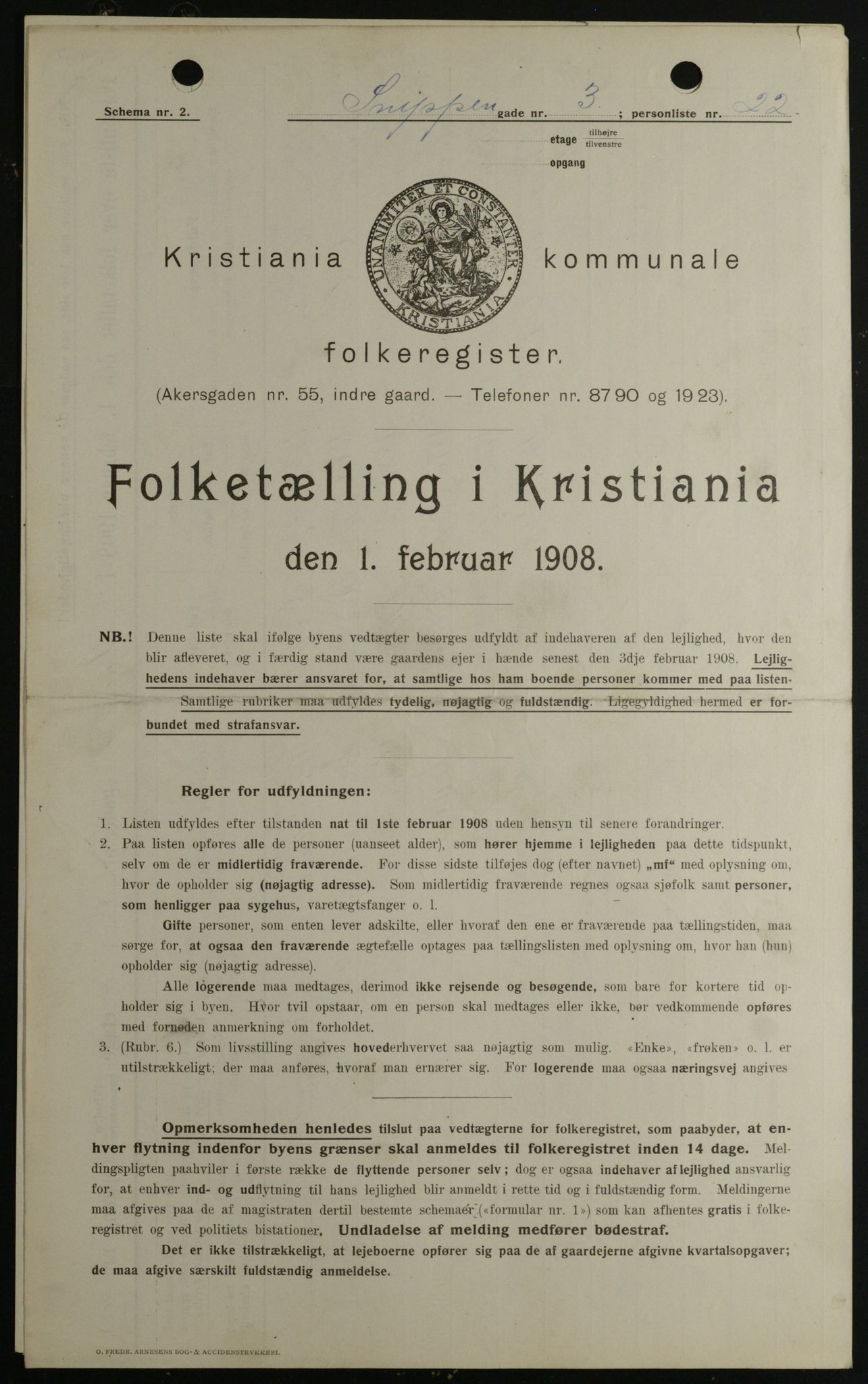 OBA, Kommunal folketelling 1.2.1908 for Kristiania kjøpstad, 1908, s. 88179