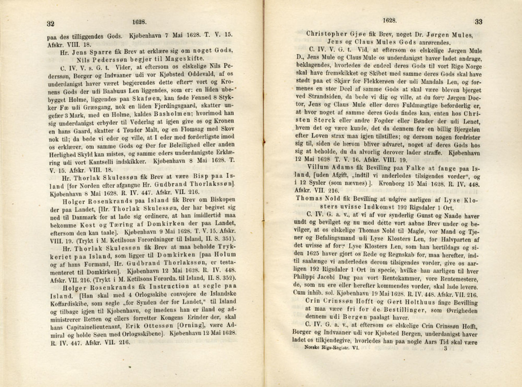 Publikasjoner utgitt av Det Norske Historiske Kildeskriftfond, PUBL/-/-/-: Norske Rigs-Registranter, bind 6, 1628-1634, s. 32-33