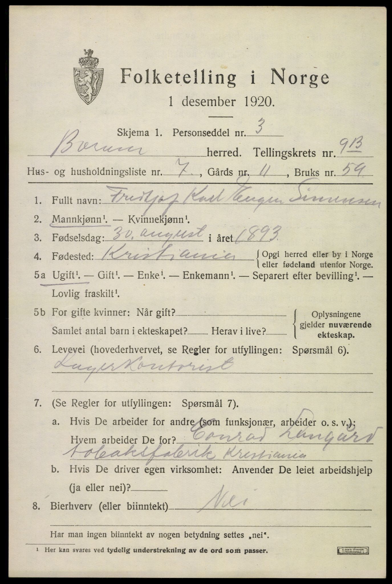 SAO, Folketelling 1920 for 0219 Bærum herred, 1920, s. 20622