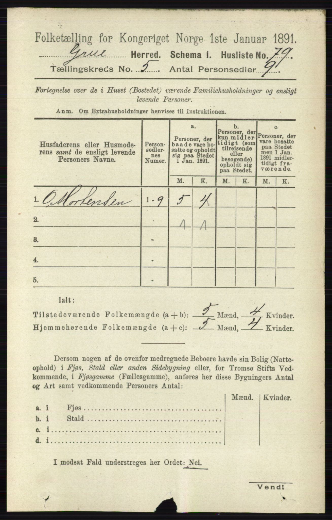 RA, Folketelling 1891 for 0423 Grue herred, 1891, s. 2688